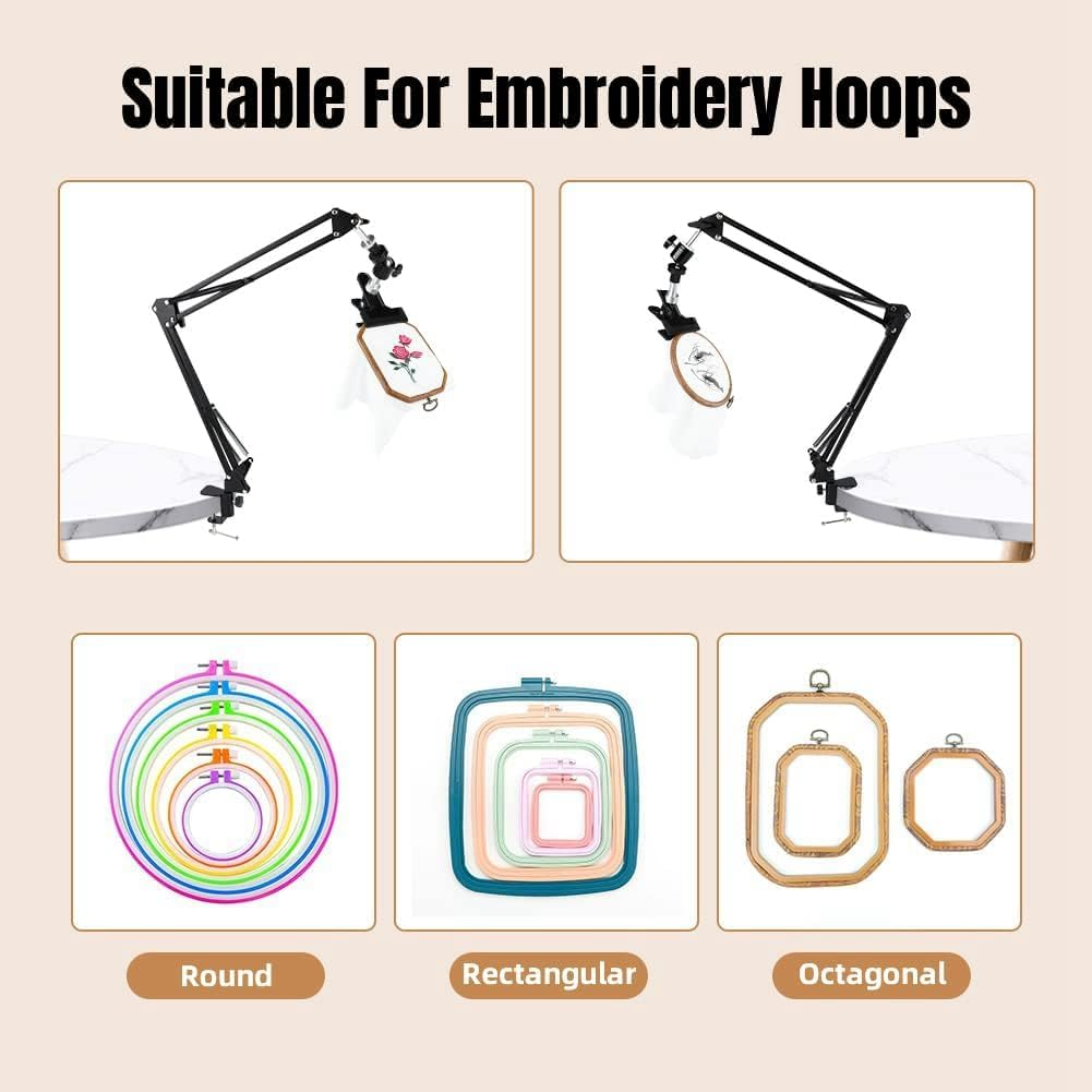 Embroidery Hoop Crossstitch Stand Adjustable Rotated Embroidery Hoop Holder Metal Embroidery Hoop Crossstitch Stand with 360 Hoop Knob image number 2