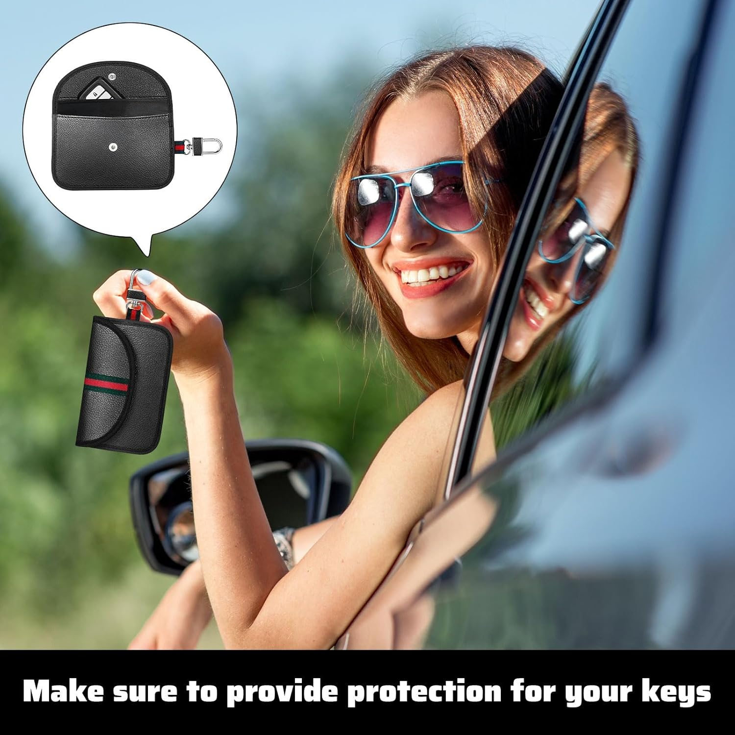 2 Pack Faraday Pouch Car Keys, Car Key Signal Blocker, Faraday Box for Auto Keys, Anti-Theft Signal Blocking RFID Keyless Bag for Auto Security with Double Layer Shielding image number 2