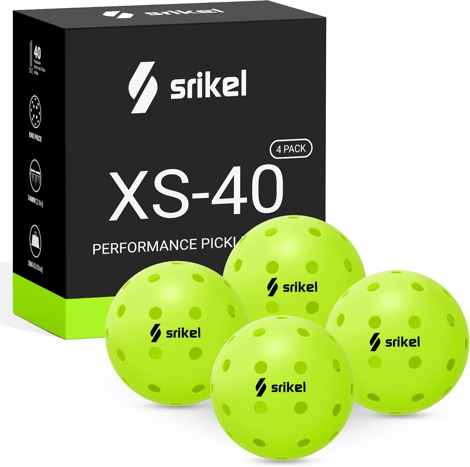 Srikel Outdoor Pickleballs - USAPA Approved,Seamless Roto-Molded Design for Durability,4 Pack / 12 Pack,Crack-Resistant 40-Hole Pickle Balls for Beginner Intermediate Pro Player image number 5