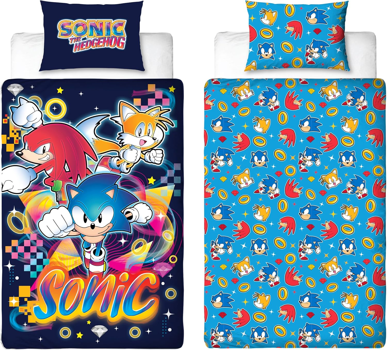 Sonic the Hedgehog Design Gaming Single Duvet Cover Set | Reversible 2 Sided Bedding with Tails and Knuckles Including Matching Pillow Case | Perfect for Kids Bedroom image number 5