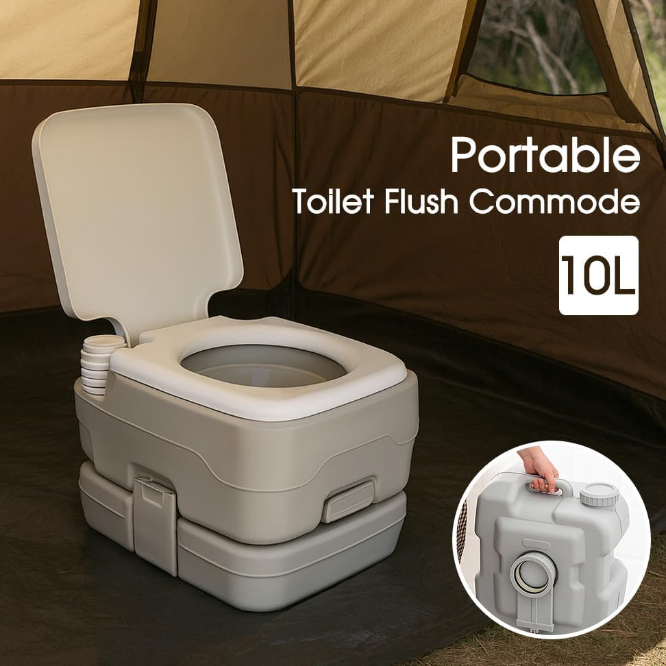 Leona Co 10L Portable Camping Toilet with 12L Flush Tank &ndash; Outdoor Travel Loo for Caravan, RV, Boat & Emergency Use | Lightweight Leak-Proof Porta Potty with Press Pump Flush image number 6