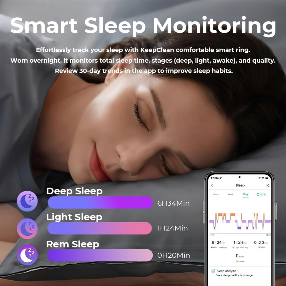 Smart Health Ring for Women Men Fitness Tracker with Step Counting, IP78 Waterproof for Iphone and Android image number 2