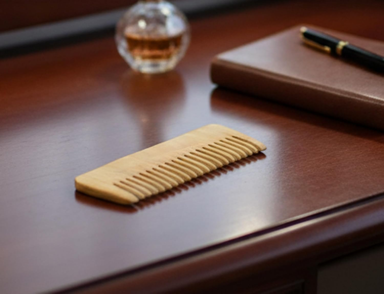 Esplanade Wooden Comb for Men & Women - Brown Sheesham Wood Handmade Anti-Static Head Hair, Beard, Moustache Comb with Free Carrying Pouch image number 2