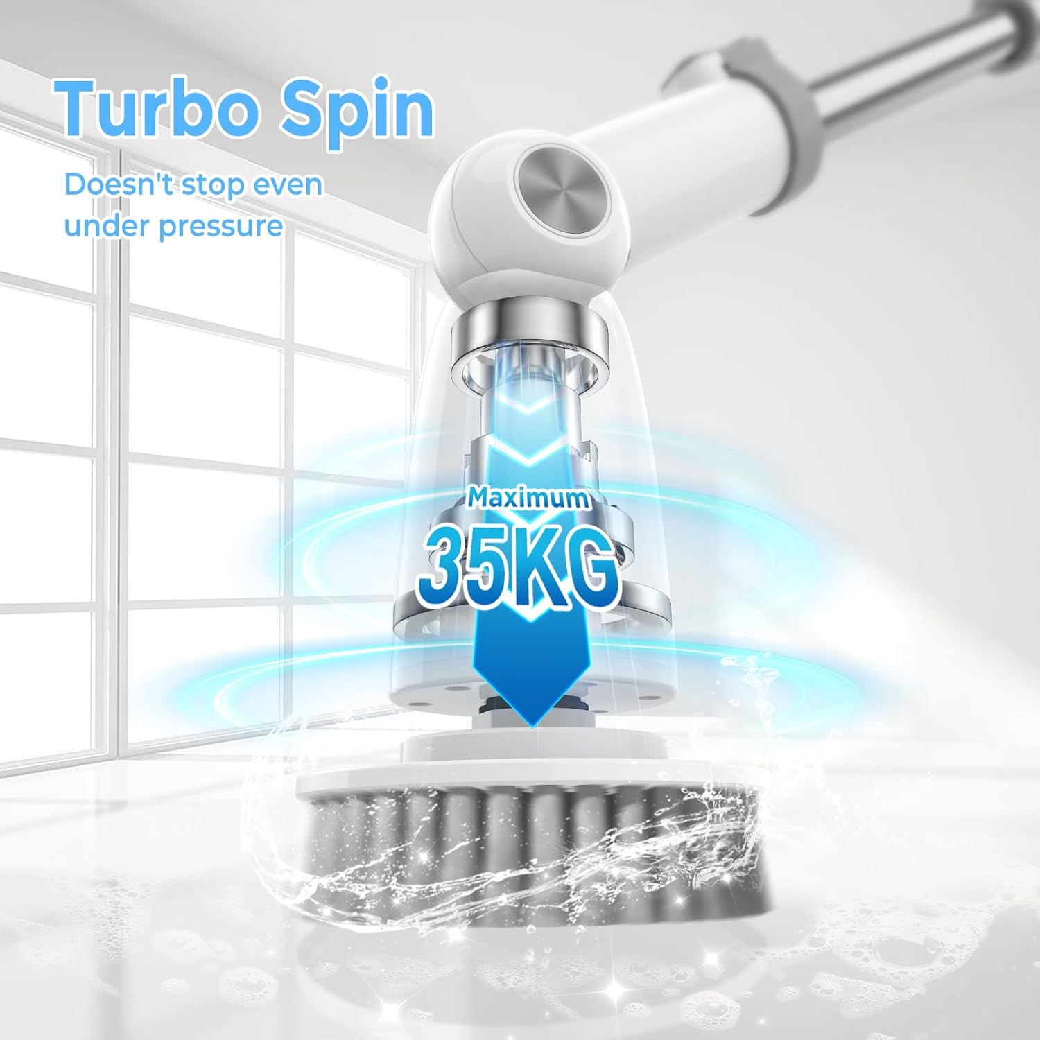 Quntis Electric Spin Scrubber, 2024 Upgrade Cordless Cleaning Brush with 6 Replaceable Brush Heads and 2 Adjustable Speeds, Power Shower Scrubber for Bathroom, Tub, Tile, Floor, Kitchen, Window image number 2