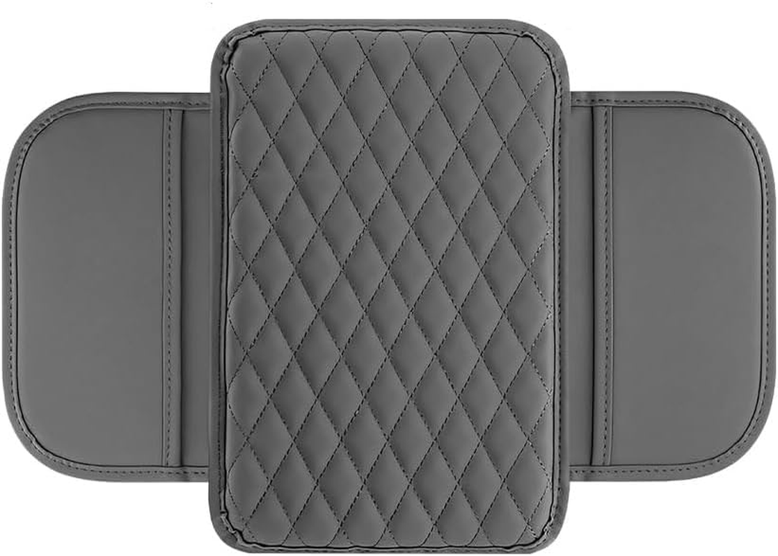 Car Centre Console Cover with Side Pocket,1Pc Car Center Console Cover with Side Bag,Leather Car Armrest Cover with Side Pocket,Car Center Console Cover Armrest Cushion,Black