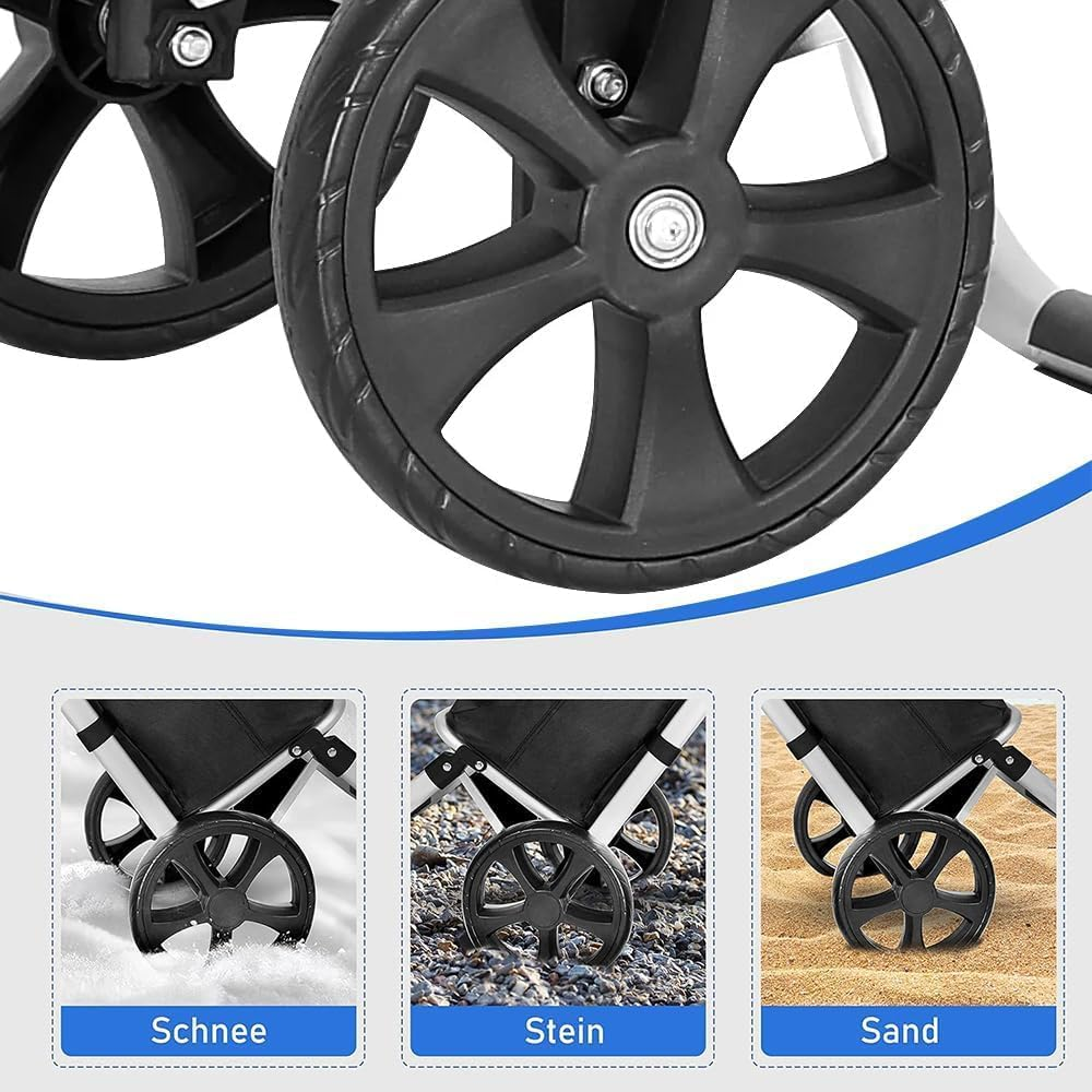 Foldable Shopping Cart ，With Wheeled Handcart, Waterproof, Lightweight and Multifunctional, 45L Folding Grocery Bag Basket, Aluminum Shopping Cart (Black) image number 3