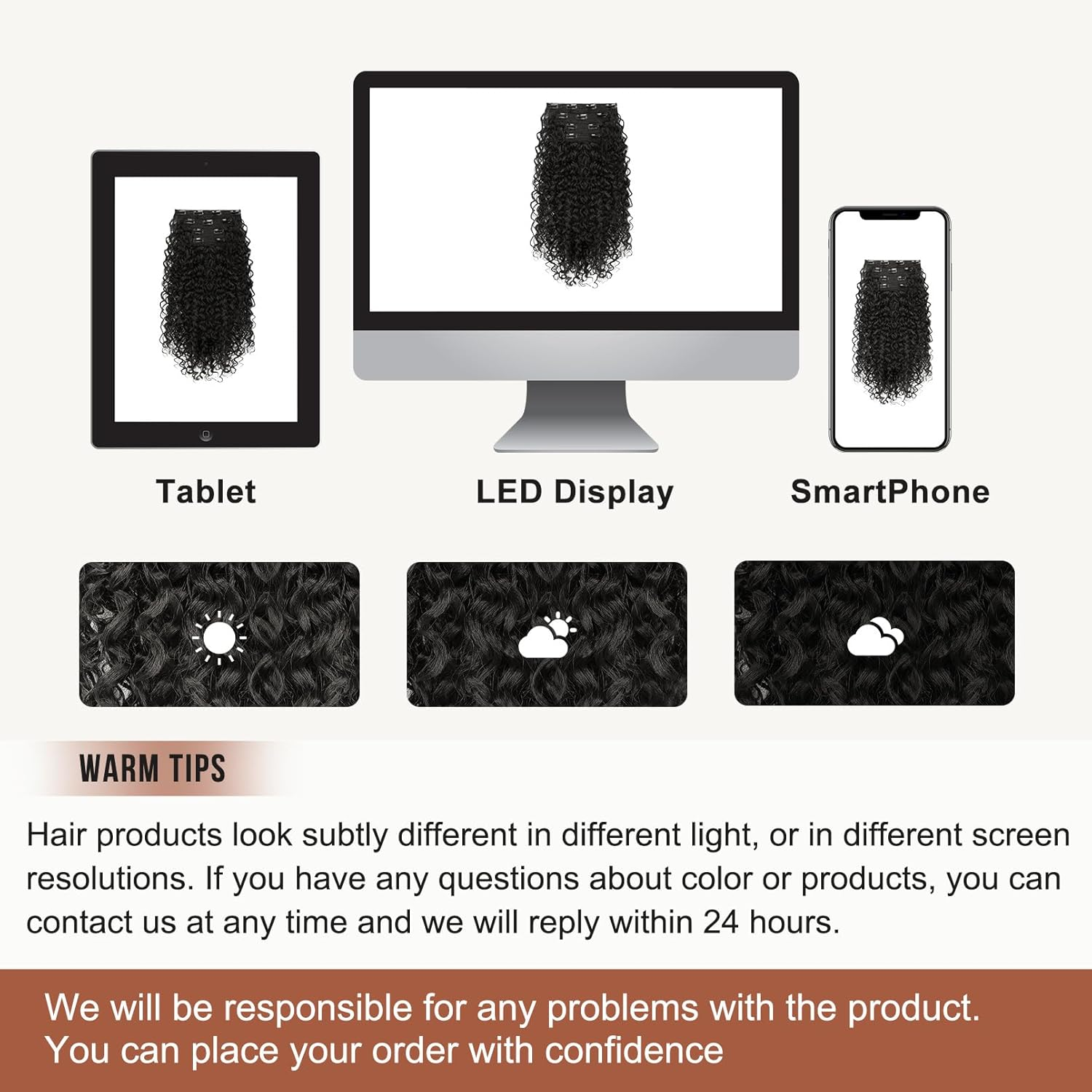 Clip in Hair Extensions, FLUFYMOOZ 4PC 100％ Pure Protein Silk Hair Extensions Long Soft Natural Hairpiece 20 Inch Curly Hair Extension for Women (Black Brown) image number 6