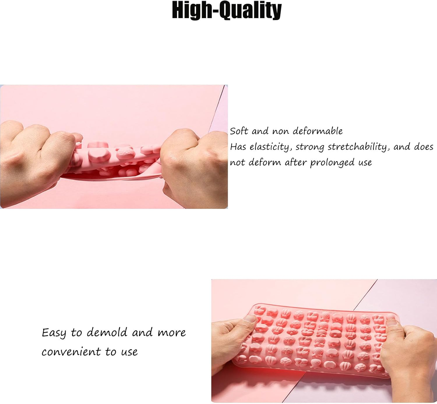 3 Pack Candy Molds Silicone,Fruit Snack Molds,Cute Object and Marine Animals,Non-Stick Silicone Candy Molds Reusable Nonstick Chocolate Molds with 2 Droppers image number 2