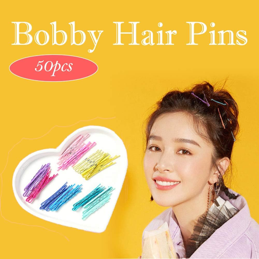 Decorative Bobby Pins Colorful 50 Pieces for Women Girls Colored Hair Barrettes Metallic Bobbie Pins Multi Colored Styling Clips for Lady Wedding Hair Accessories image number 5