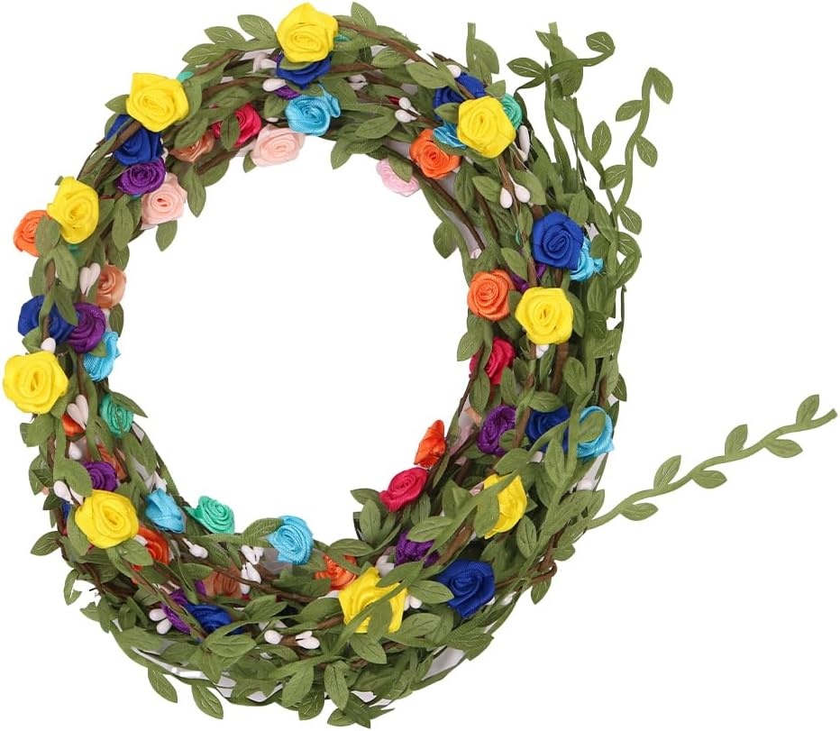 VOANZO 10 Pcs Flower Crown Headbands Multicolor Floral Wreath Floral Garland Headbands for Women Girls Wedding Festival Party Hair Headbands Accessories image number 1