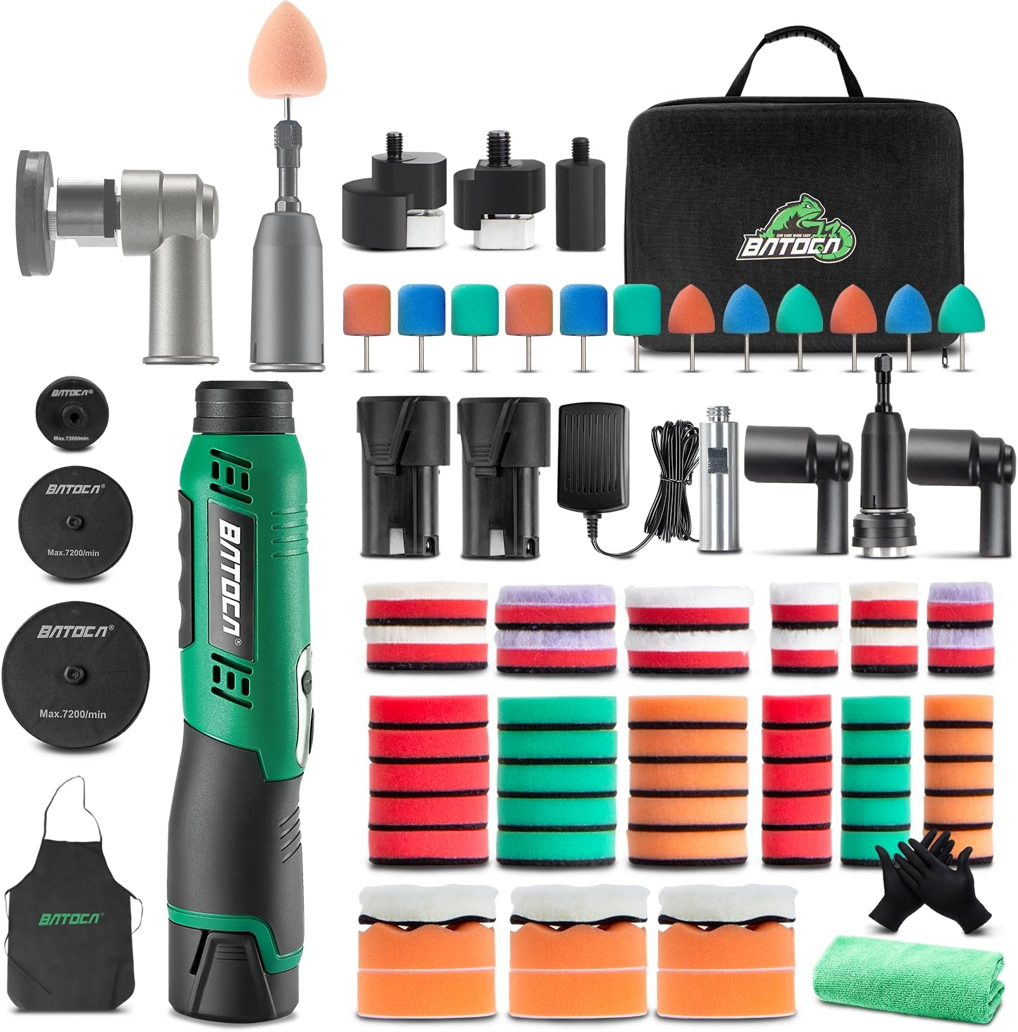 BATOCA S6 Mini Cordless Polisher,12V Car Buffer Kit for Detailing and Paintwork Care,Da&Ro and Mini Polishing Machine,1000-5000Rpm&4200-21000Rpm,Motorbike Polish Sanding Waxing image number 5