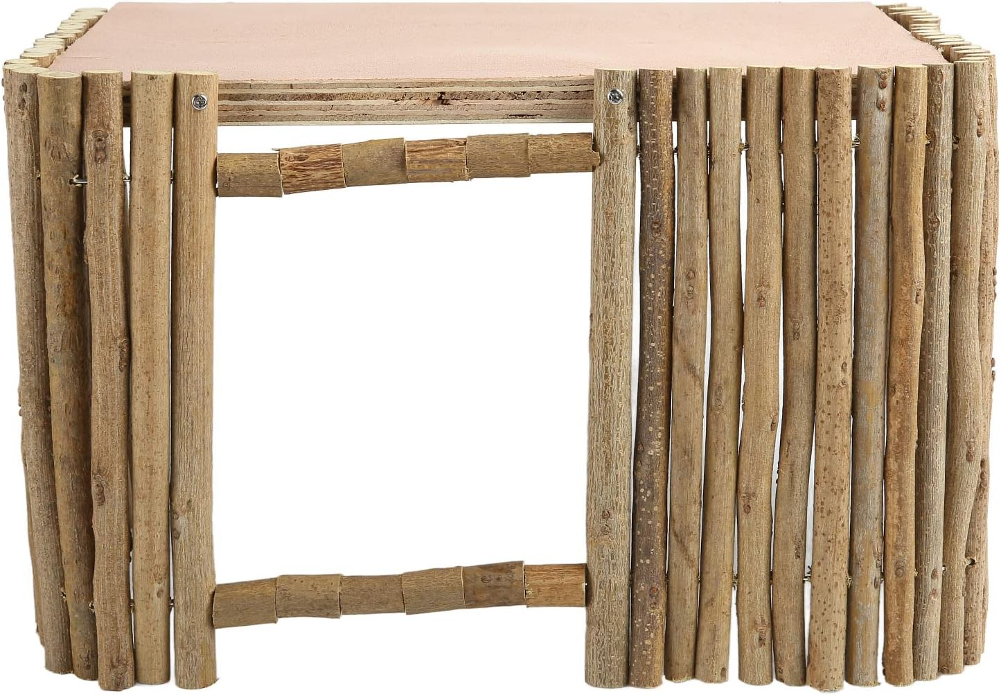 Wooden Rabbit Castle Hideout with Platform, Safe Breathable Small Animal House for Rabbits, Hamsters, Guinea Pigs, Fine Polished, Easy to Install