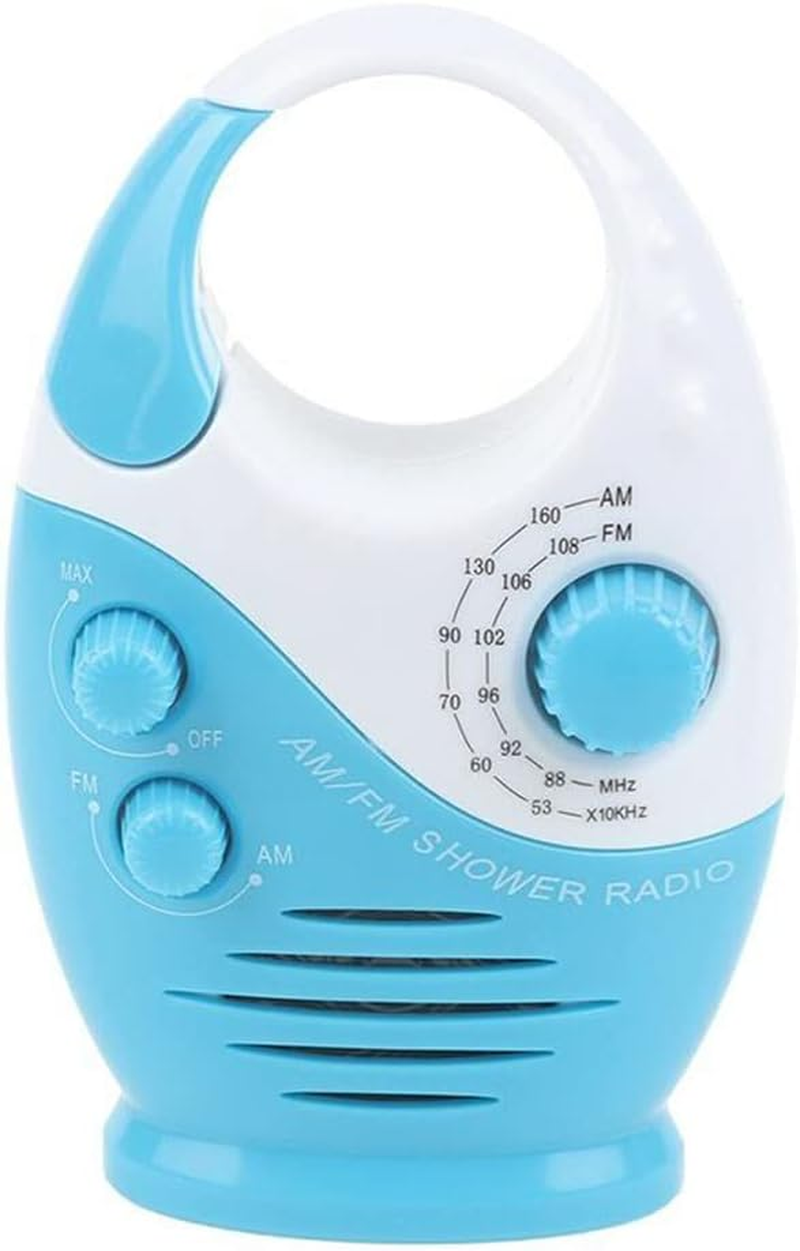 Shower Radio, Waterproof Bathroom Speaker Button, Mini Adjustable Volume Hanging AM/FM Radio with Top Handle for Bathroom Indoor Outdoor Use,Blue image number 4