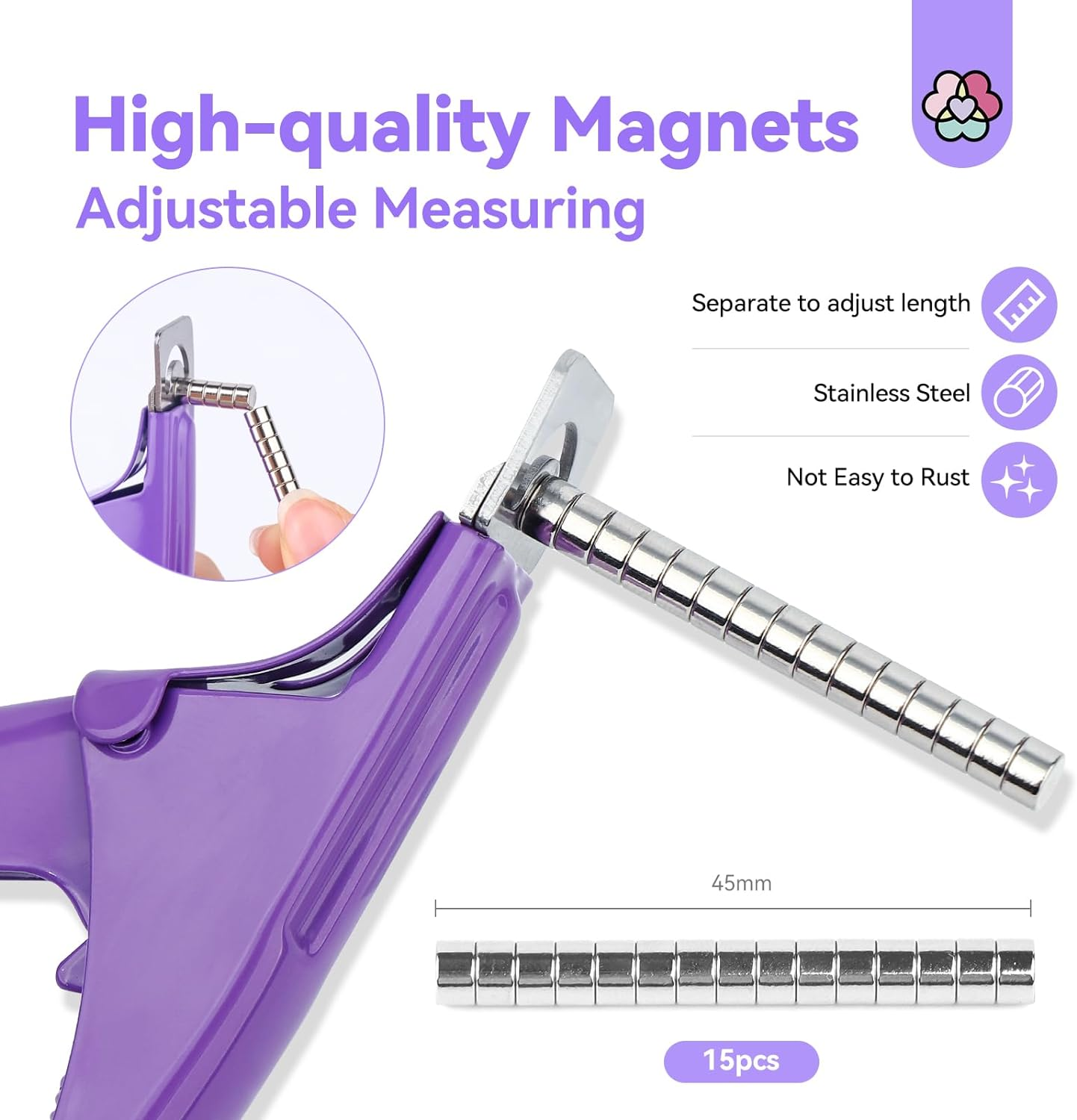 SAVILAND Acrylic Nail Clippers with Magnets: Purple Nail Clipper for Acrylic Nails Cutter with Sizer Magnets 15PCS Sharp Professional Fake Nails Stainless Nail Trimmer Manicure Tool Women Salon Home image number 1