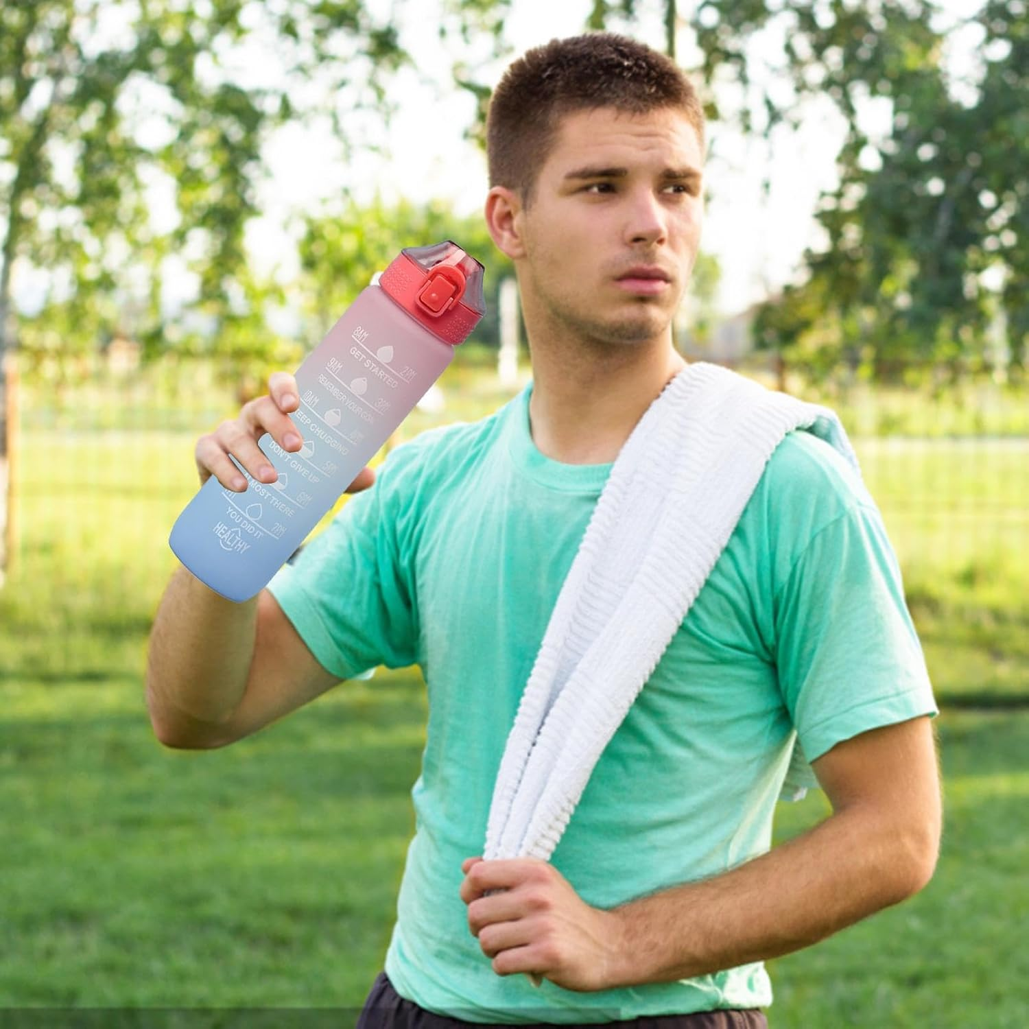 Daily Water Intake Bottle | Time Marker Gym Drinking Jar,1000Ml Portable Water Container with Handle, Motivation Bottle for Fitness Sports image number 6