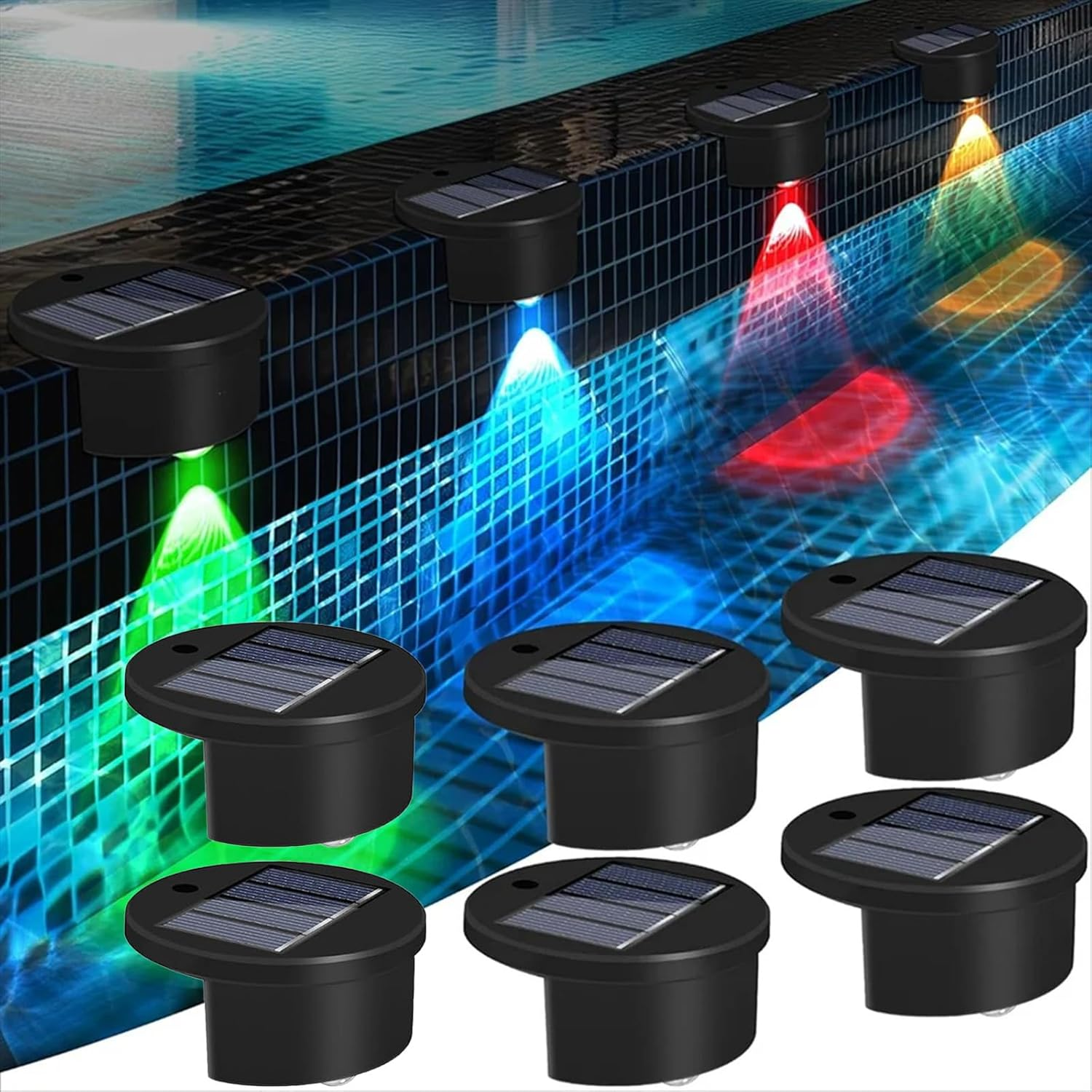 Taimeimao Solar Pool Lighting, 6 Pieces Solar Pool Lighting, LED Pond Lighting, Waterproof Pool Light, Multicoloured Pool Accessories, for Swimming Pool, Fence, Yard, Patio, Outdoor Decoration