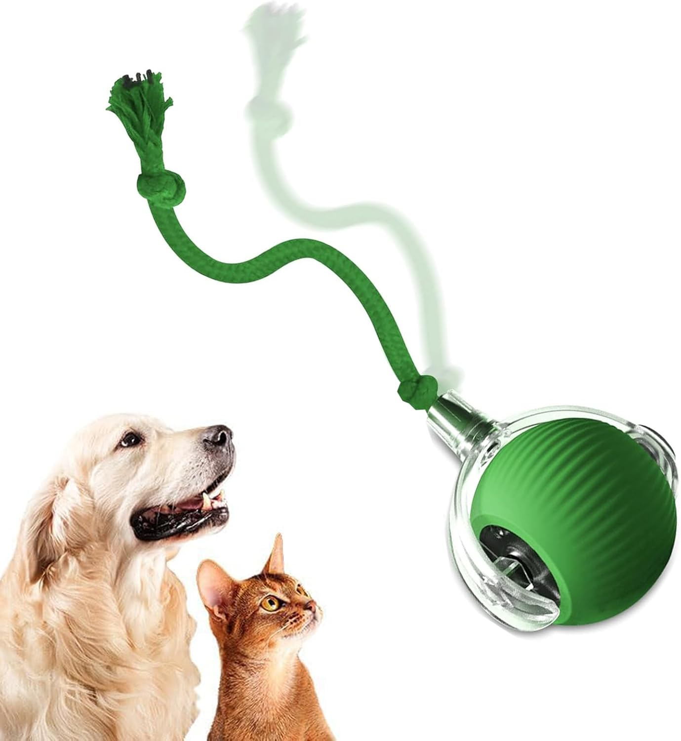 Interactive Pet Ball Toy,Automatic Rolling for Indoor Cat Ball,Rechargeable Silicone Premium Self Rotating Ball for Cats Dogs,Green
