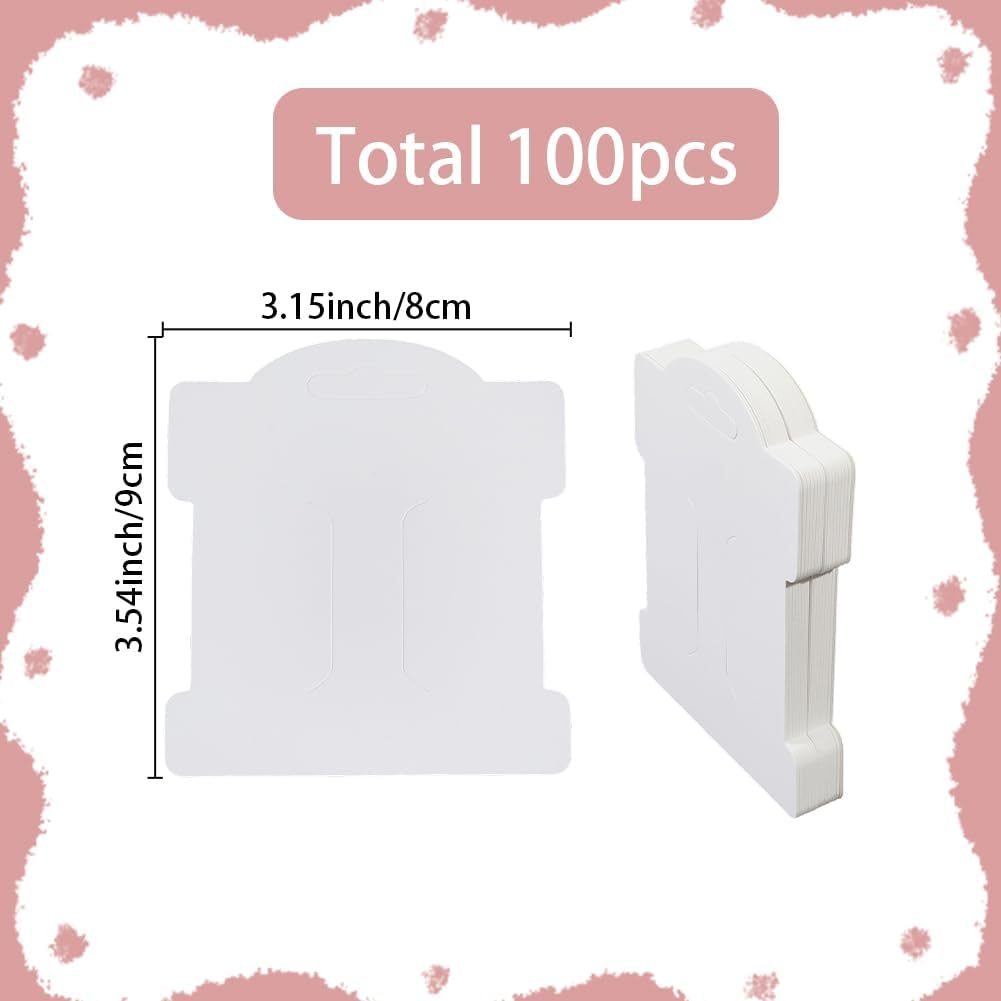 SOFPLATE 1 Box 100Pcs White Hair Clip Display Cards Headband Display Cards 3.5 X 3.1 Inch Barrette Bow Holder Hair Accessories for Bobby Pins Claw Clips Jewellery Organisation Storage Small Business image number 1