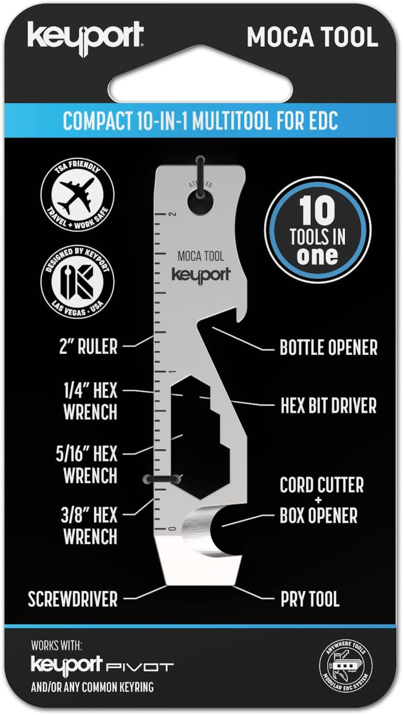 Keyport MOCA 10-In-1 Key Tool - Keychain Multi-Tool (Bottle Opener - Screwdriver - Cord Cutter - Box Opener - Scoring Tool - Hex Bit Driver - Wrench X 3 - Ruler) TSA Friendly, Keyport Pivot Compatible image number 5