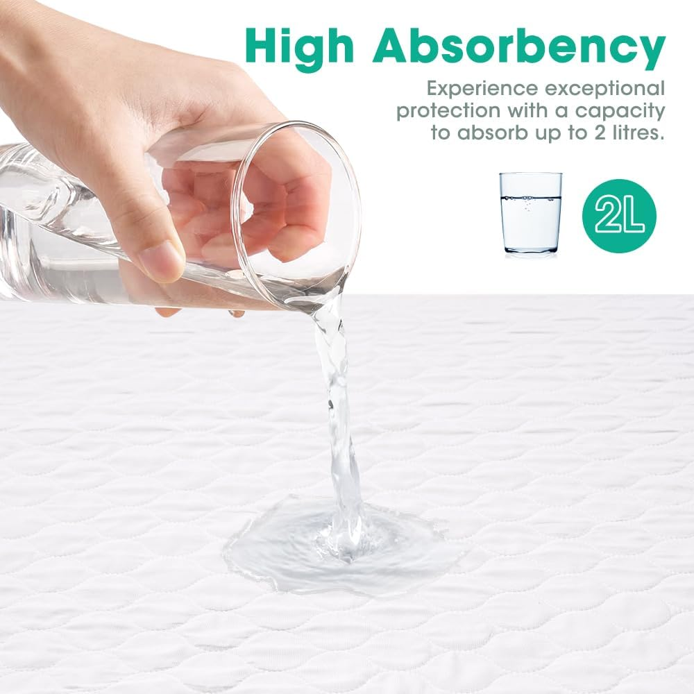 ZUNI Bed Pads Washable Waterproof, Reusable Waterproof Mattress Protector for Adults, White, 183X 86CM (Pack of 2) image number 1