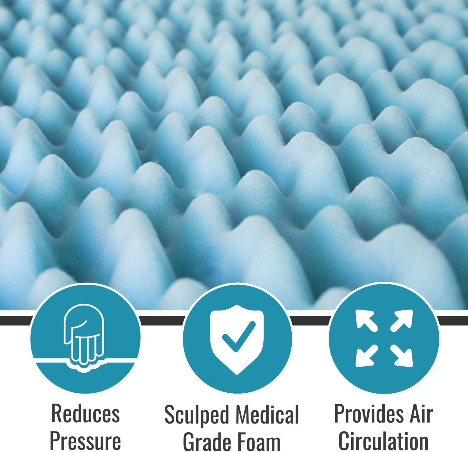 DMI Convoluted Foam Bed Pad Mattress Topper, Made in the USA, Hospital Size 33 X 76 X 4 Inches, Blue image number 3