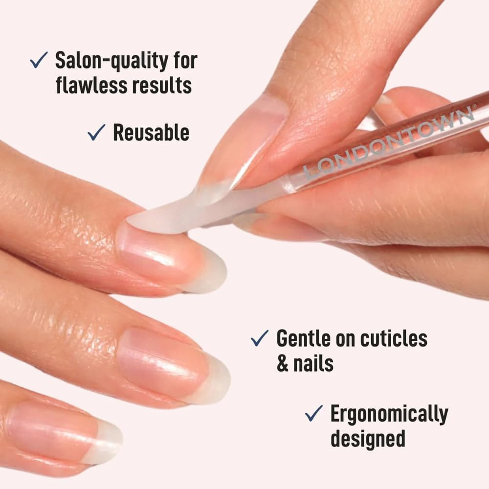 LONDONTOWN Double-Sided Glass Cuticle Pusher - Dual-Ended under Nail Cleaner and Cuticle Remover Care Tool for Hands & Feet for Manicure Pedicures image number 2