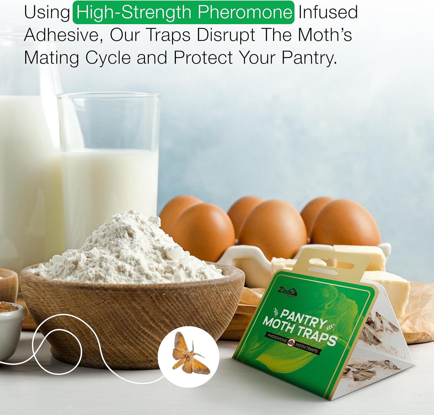 Pantry Moth Traps 8 Pack &ndash; Easy to Use, Long Lasting & Odour-Free - Effective for Dry Goods & Food Storage Areas in Cupboards, Pantries & Kitchen Cabinets