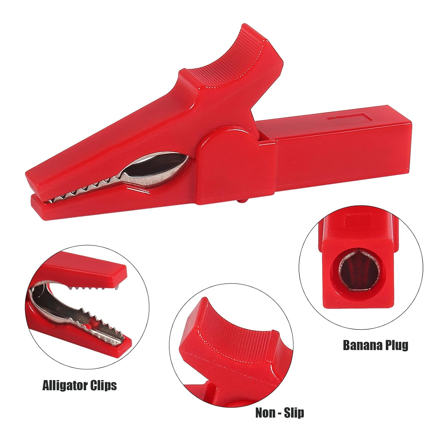 DIANN 10Pcs Full Insulated Alligator Clip 1000V 32A Automotive Car Battery Alligator Clips Electrical Test Clips with 4Mm Banana Jack Socket for Multimeter Test Leads 5 Colors