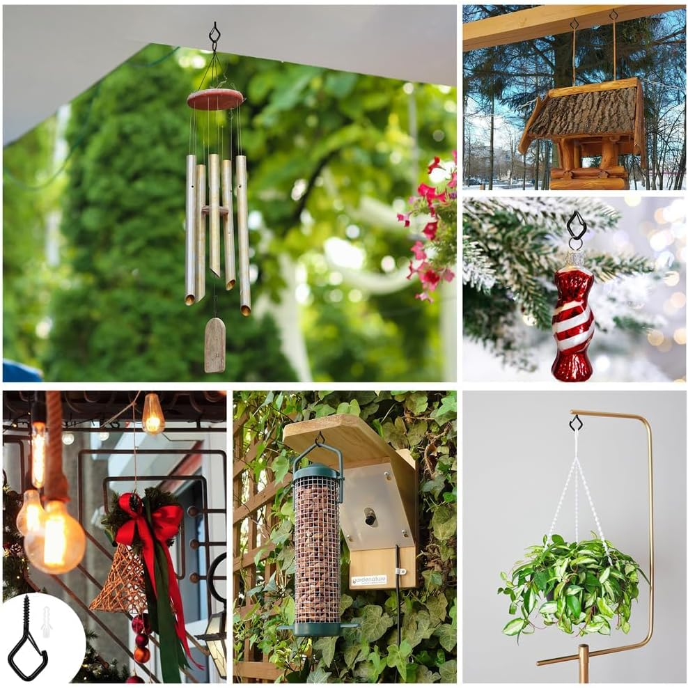 Hooks for Outdoor String Lights Ceiling 48Pcs Screw Hooks for Hanging Plants Hooks for Hanging Heavy Duty Hanging Hooks for Outdoor Outdoor Light Hooks Garland Hanger Hooks for Hanging Christmas Light