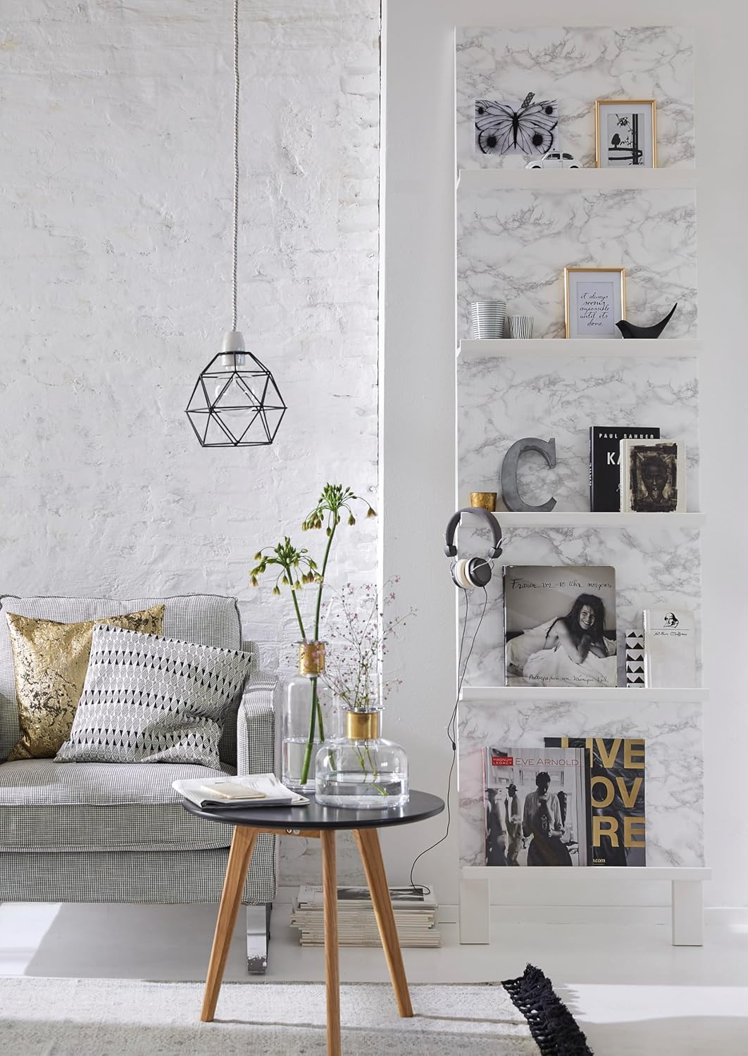 D-C-Fix 346-0306 Decorative Self-Adhesive Film, Grey Marble, 17.71" X78" Roll