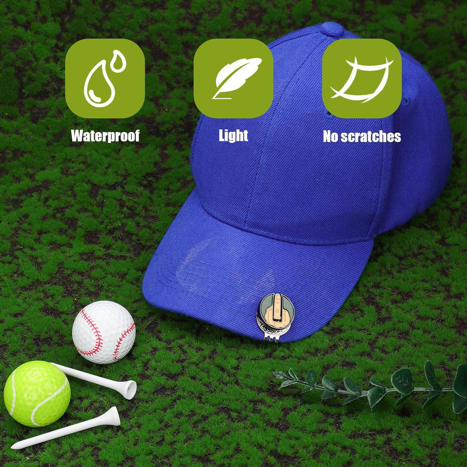 Lasuroa Magnetic Golf Hat Clip, Golf Ball Marker Hat Clip Funny Golf Ball Marker with Three-Tooth Cap Clip Magnet Golf Accessories Gifts for Golf Enthusiast image number 1
