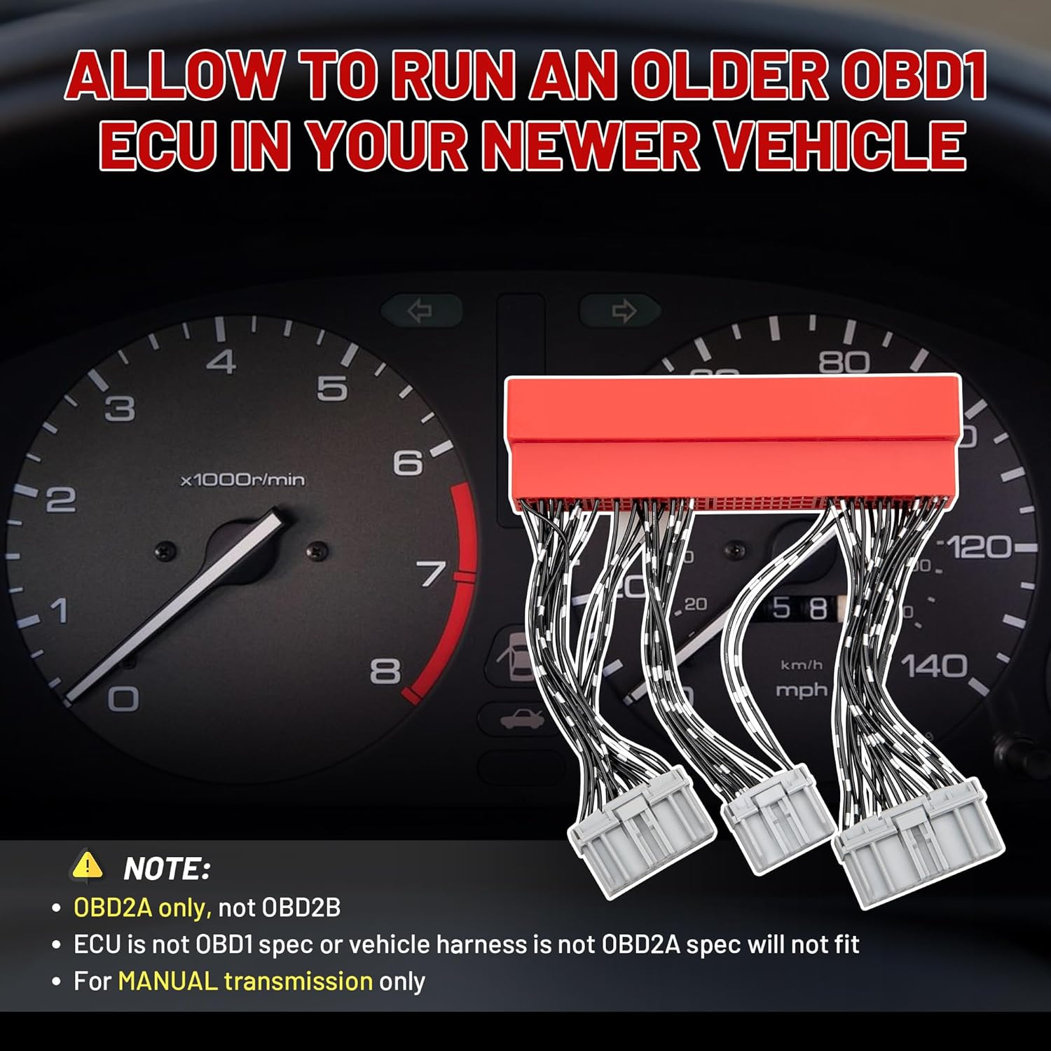 REDWOLF Car OBD2A to OBD1 ECU Jumper Conversion Harness Adapter for 1996-2001 Honda/Acura/Accord/Civic/Del Sol/Prelude image number 3