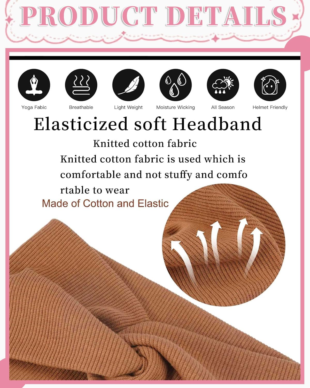 MYGLOAR Women'S Headbands, Non-Slip, Sports, Women'S Elastic Hair Bands, Girls Twist Headbands, Headbands, Elastic Headbands, Hair Bobbles Made of Cotton for Autumn and Winter image number 2