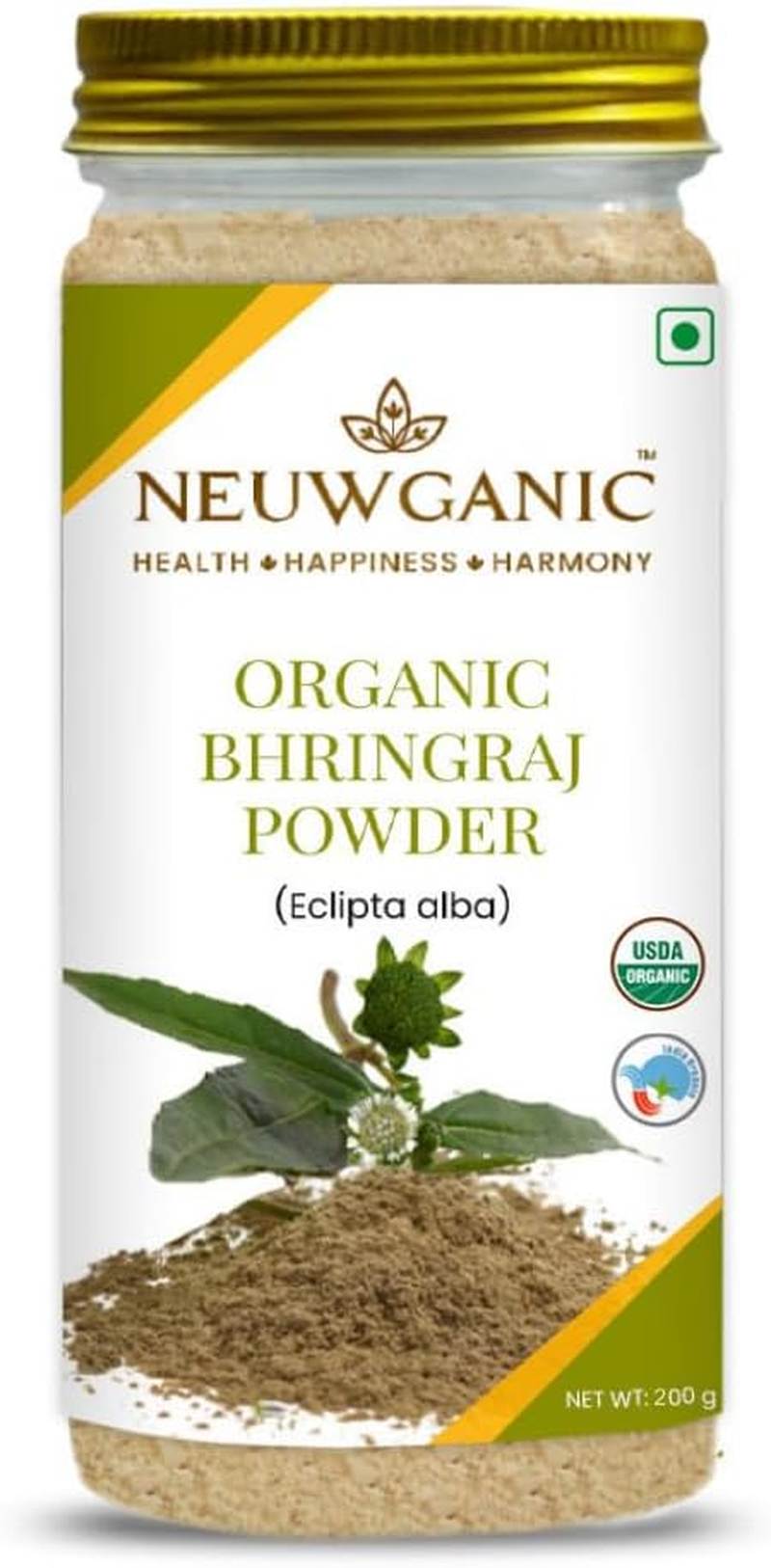 Neuwganic - Organic Bhringraj Powder | India Organic and USDA Organic Certified | Ideal for Hair Care | 200 Gm Pack of 1 image number 5