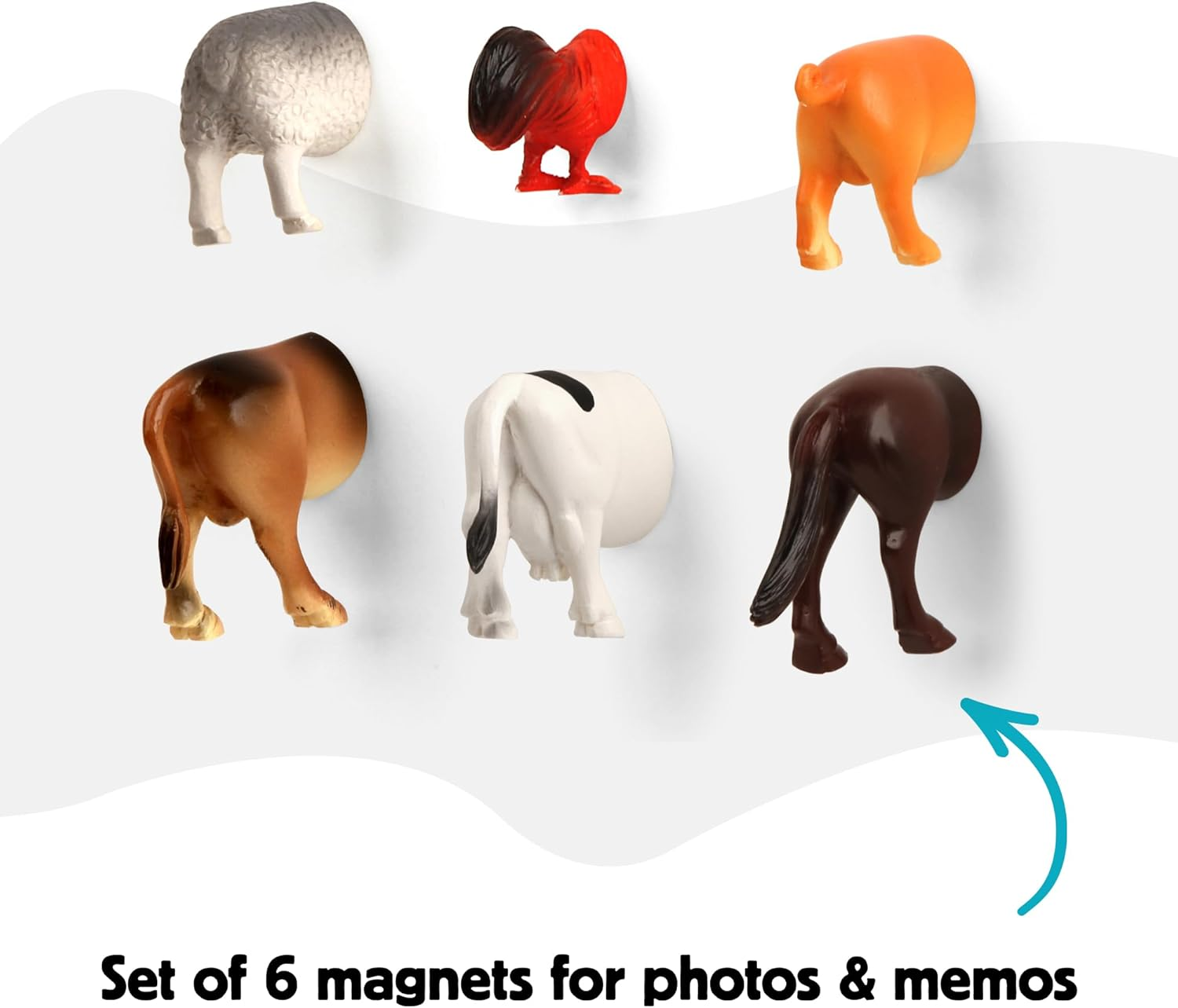Kikkerland Farm Animal Butt Magnets, Set of 6 (MG26) image number 6