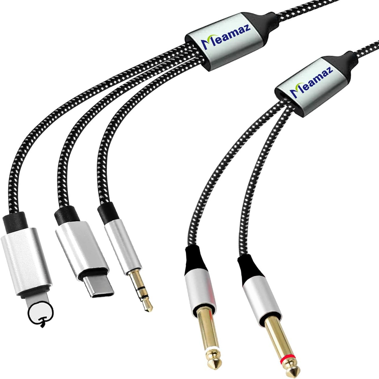 Meamaz 6.56FT Mfi Certified Lightening to Inch Audio Adapter Cable, within to USB C, 3.5Mm to TS Adapter, DAC Chip Include, 3-In-1 Stereo Cable for Headphone AMP (Lightening Compatible) image number 2