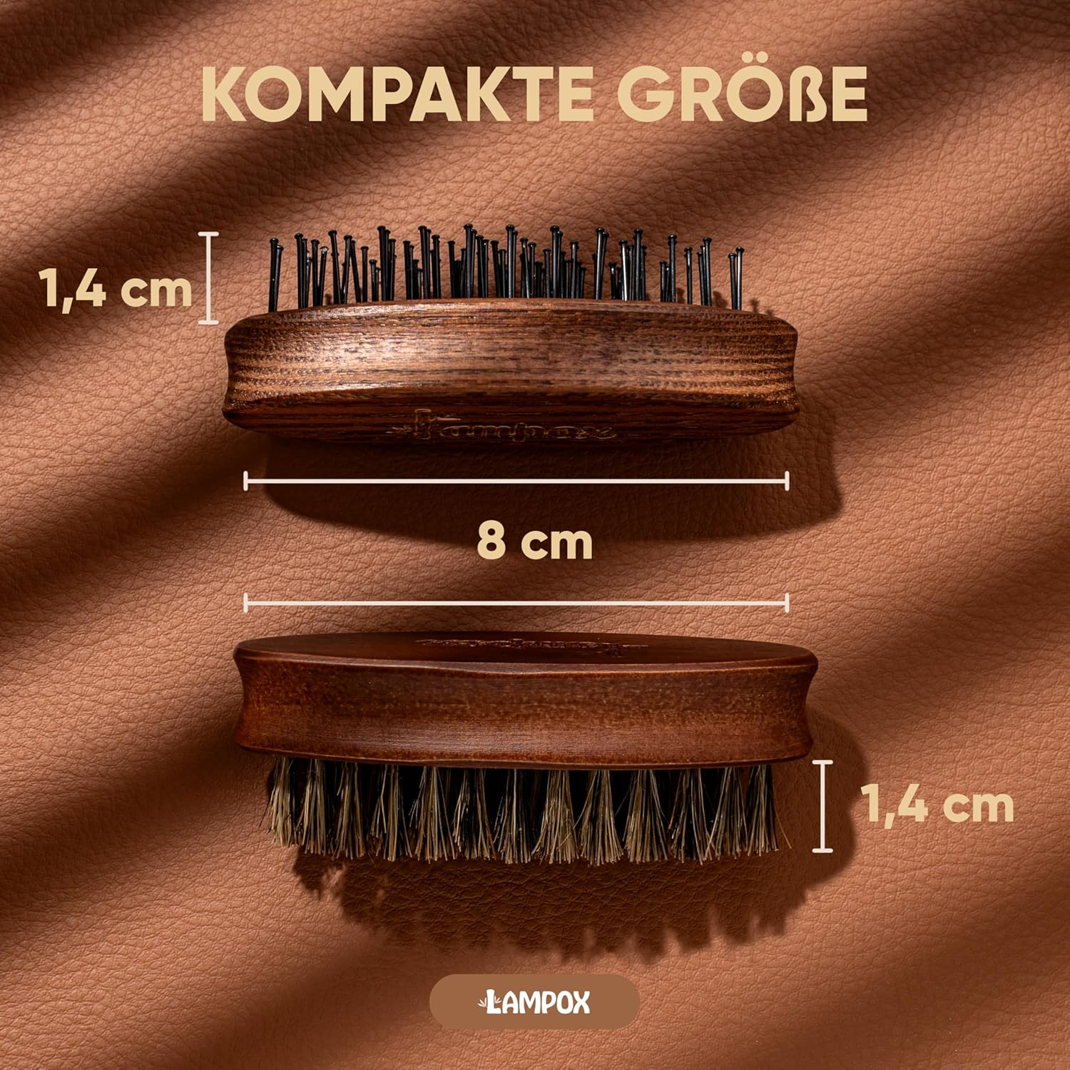 Lampox&reg; Men'S Beard Brush | Beard Styling I Beard Brush | for Short Medium Length Long Hair - for Daily Beard Care of 3-Day Beard or Full Beard (Set of 2) image number 3