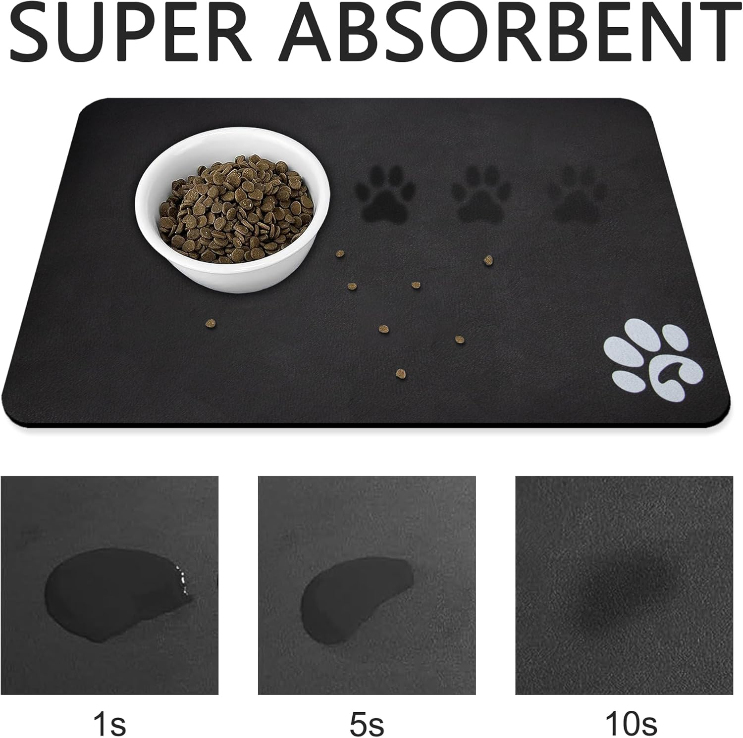 YCT Pet Cat Food Mats - Non-Slip Super Absorbent, 18.1 X 11.8 Inches, Dark Grey image number 6