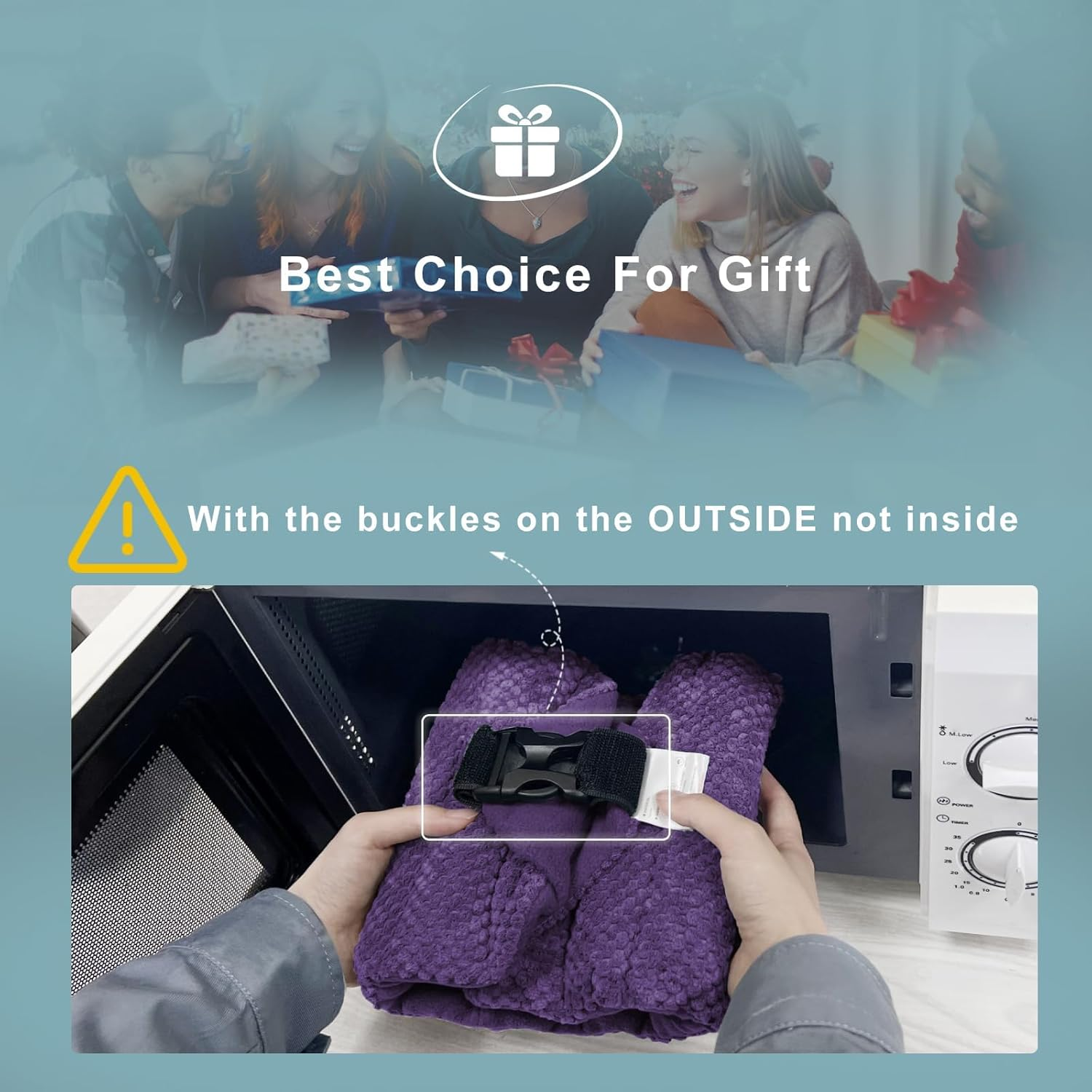 UNCN Large Microwave Heat Pack for Lower Back Pain Relief with Adjustable Strap| Wheat Bags Microwavable for Belly, Lumbar, Neck & Shoulder, Cramps, Menstrual, Muscle Spasms| Back Heat Pack (Dark Purple) image number 3