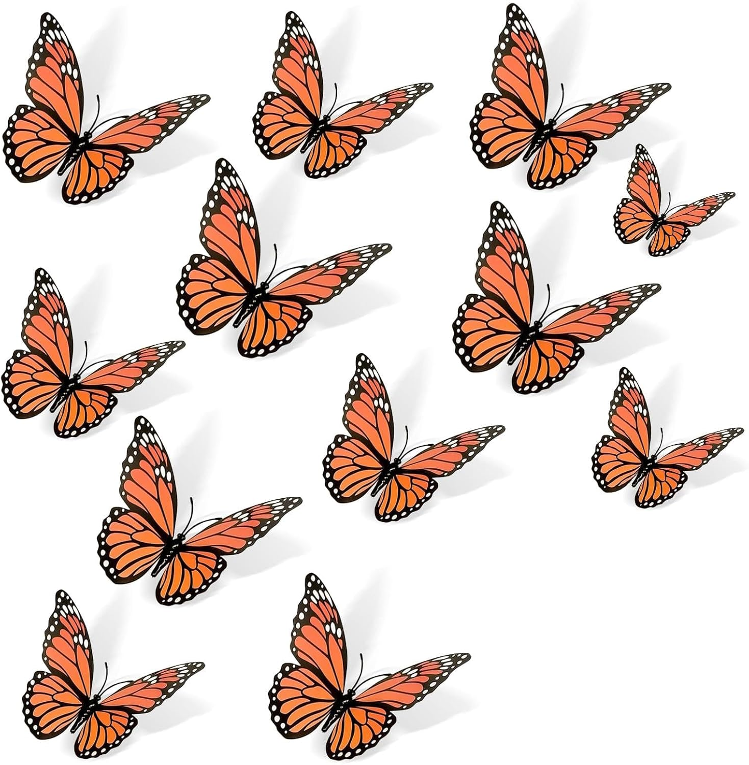 36 Pcs Monarch Butterfly Decoration，5 Size Artificial Fake Butterflies for Dia De Los Muertos Decorations，Day of the Dead Decorations，Ofrenda Decoration for Fall Autumn，Halloween，Party，Wall Decor image number 4