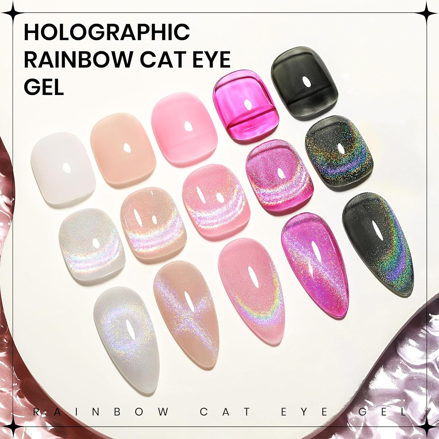 SUPWEE Holographic Cat Eye Gel Nail Polish with Magnet Stick & Velvet Gel Polish, 15ML Large Capacity Magnetic Nail Art DIY Manicure Home for Starter image number 6