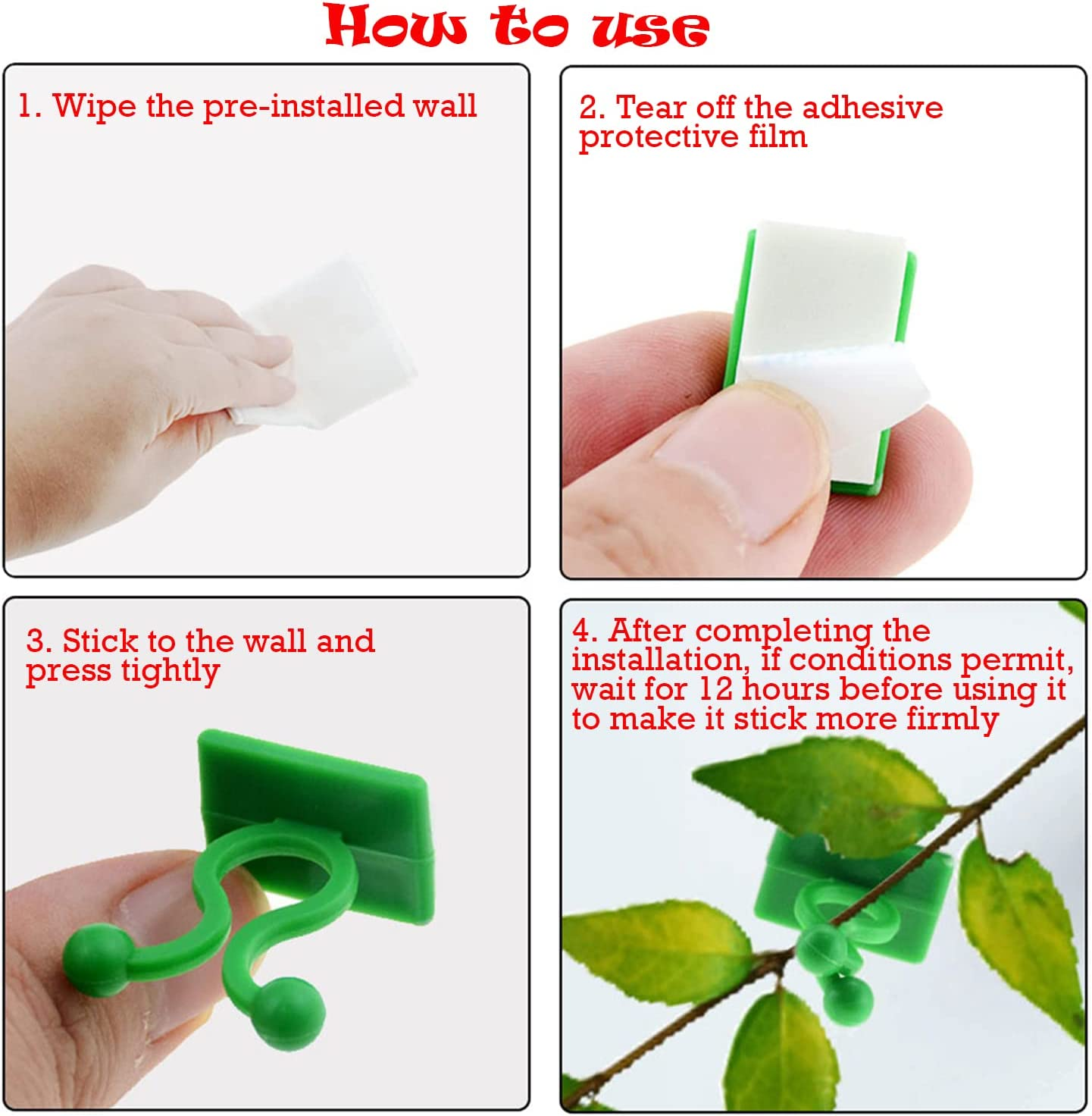 100 Pcs Plant Climbing Wall Fixture Clips, Self-Adhesive Vine Holder for Garden, Home, Cable Wire Fixing - Invisible Shape for Climbing Plants image number 2