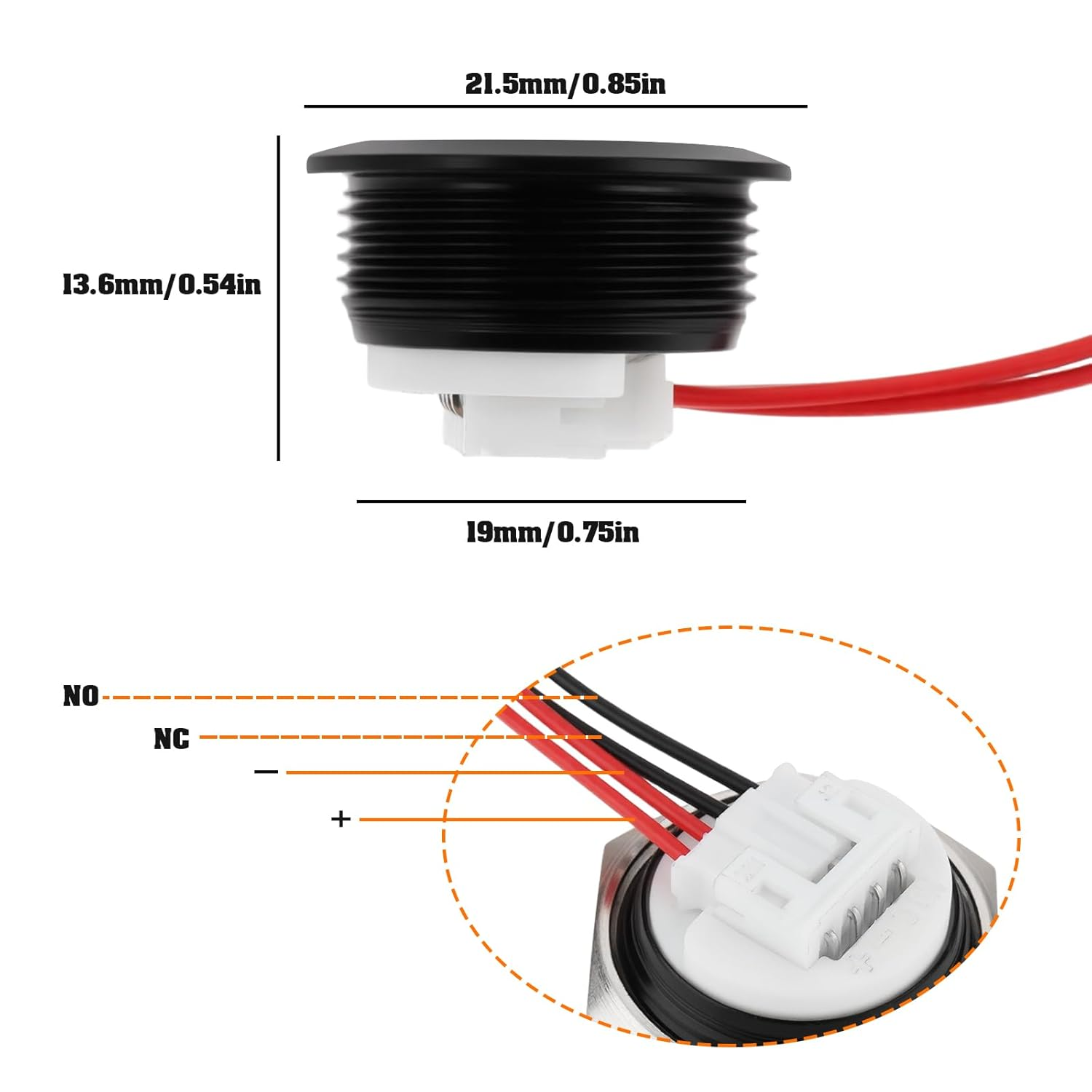 SING F LTD 19Mm Push Button Switch DC12V Auto Reset for Car Horn Doorbell Button Panel (Red) - Green image number 6