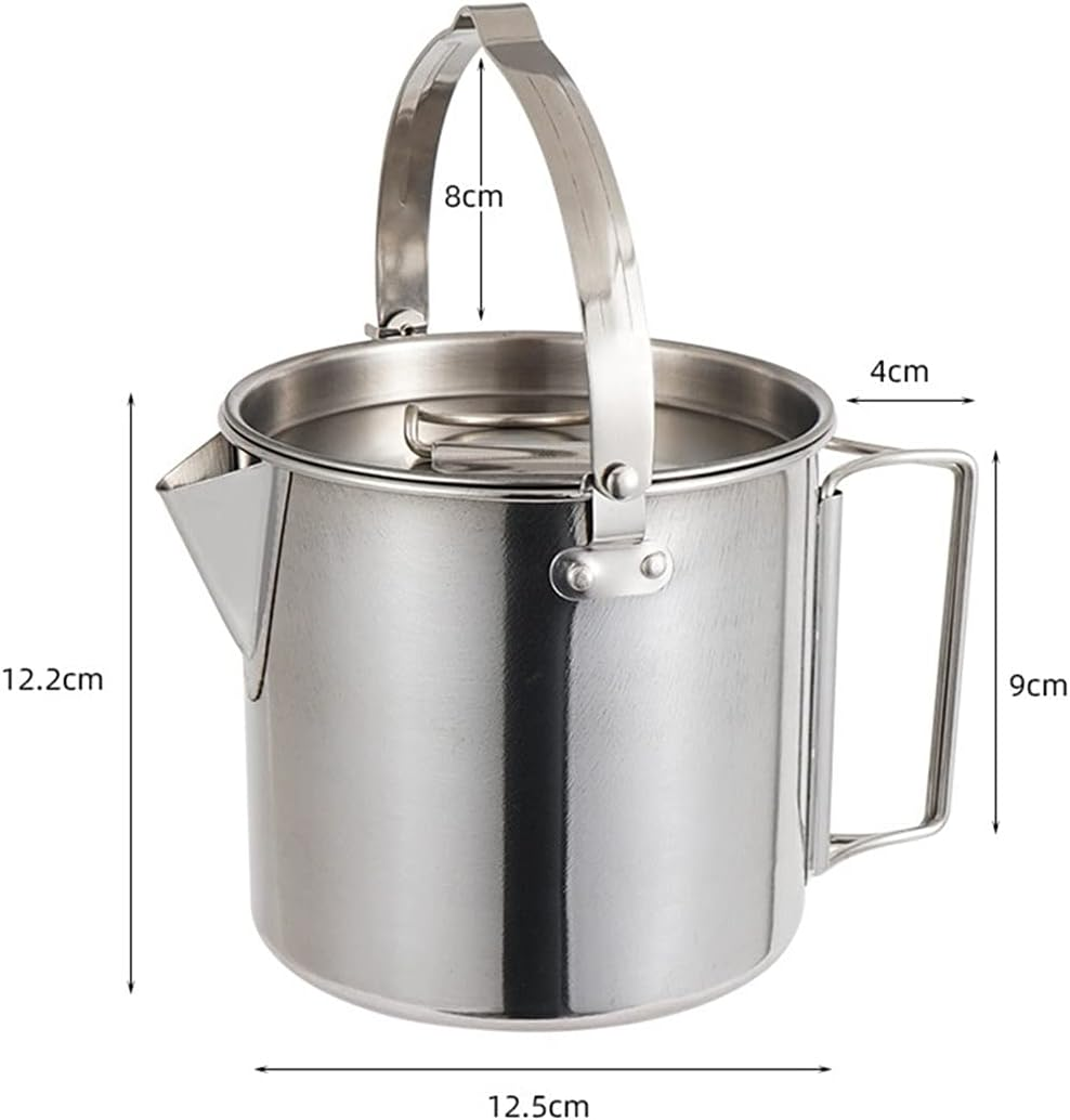 ZNZNANG Outdoor Camping Kettle，1.2L Outdoor Camping Kettle，Portable Hanging Pot Cookware Coffee Pot Picnic Pot image number 5