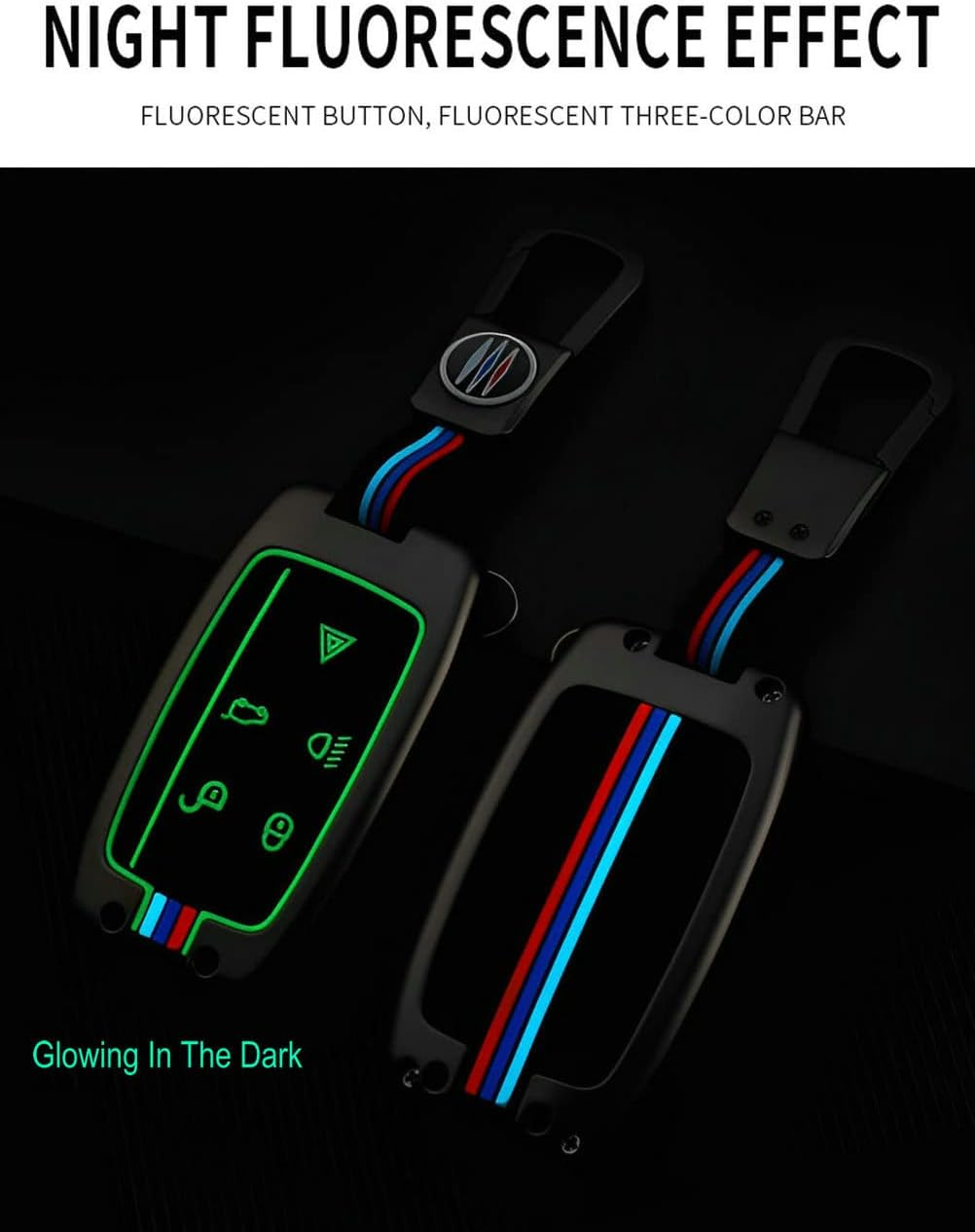 Key Fob Cover Case for Land Rover Metal Shell Smart Key Holder Compatible with Range Rover Sport Discovery LR4 Evoque Velar (Silver) - Silver image number 2