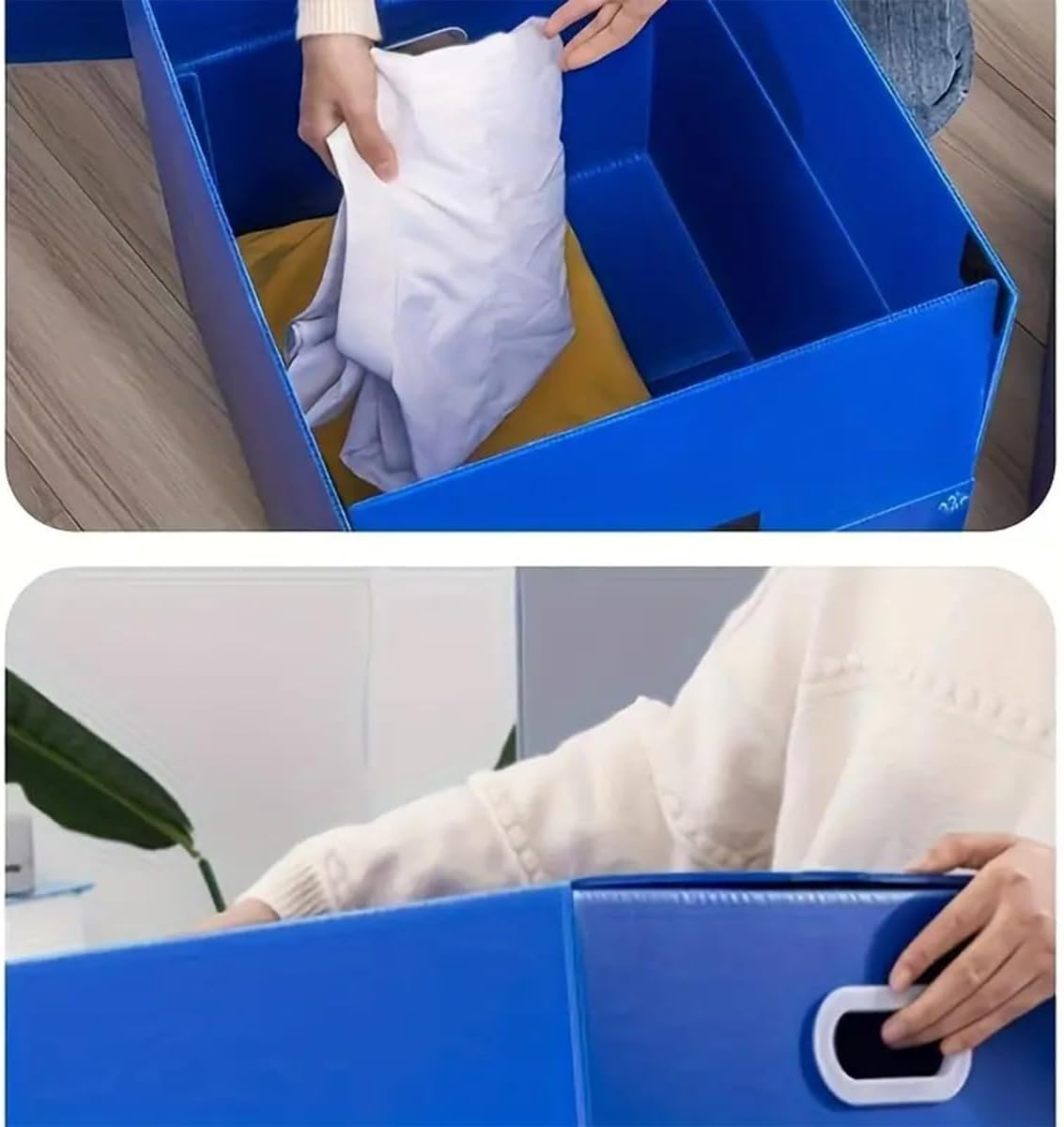 AIMALL Large Capacity Foldable Plastic Storage Box, Waterproof Moving Organizer with Handles, Sturdy PP Material for Home, Office, Warehouse, Available in 30X40Cm, 40X50Cm, 50X70Cm image number 5