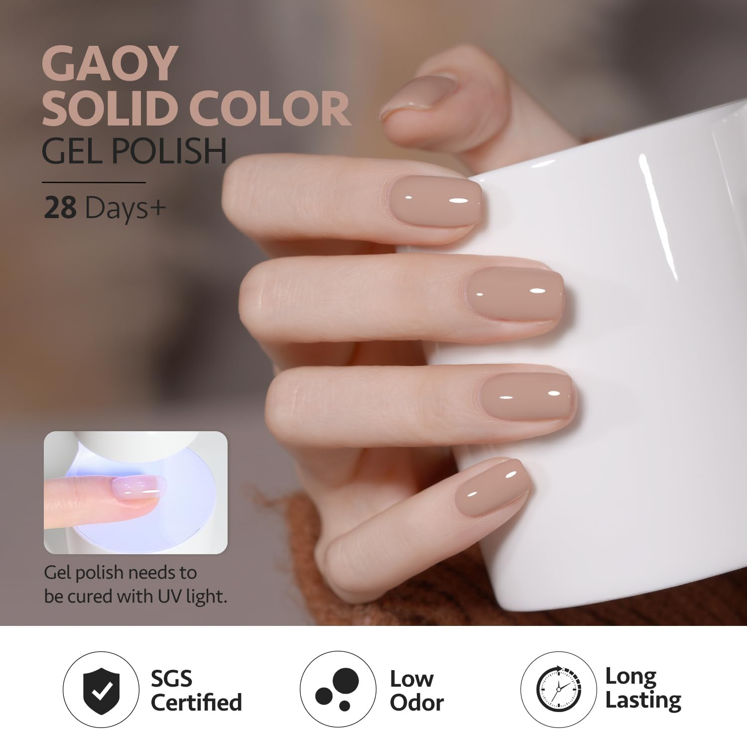 GAOY Nude Brown Fall Gel Nail Polish Set, 6 Colors White Beige Dark Tan Taupe Soak off UV Light Cure Gel Polish Kit for Salon and Nail Art DIY at Home - Classic Collection image number 3
