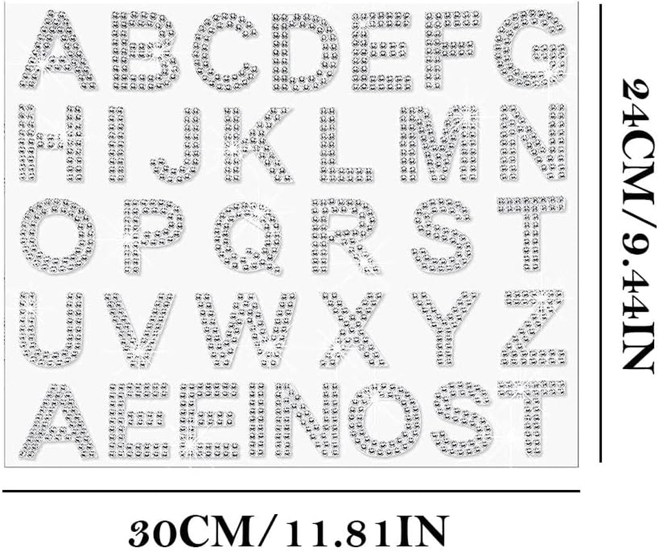 4 Pcs Rhinestone Letter Iron-On Sticker,Letters Self-Adhesive Letter Stickers,Bling Alphabet Letters Sticker (Silver) image number 1