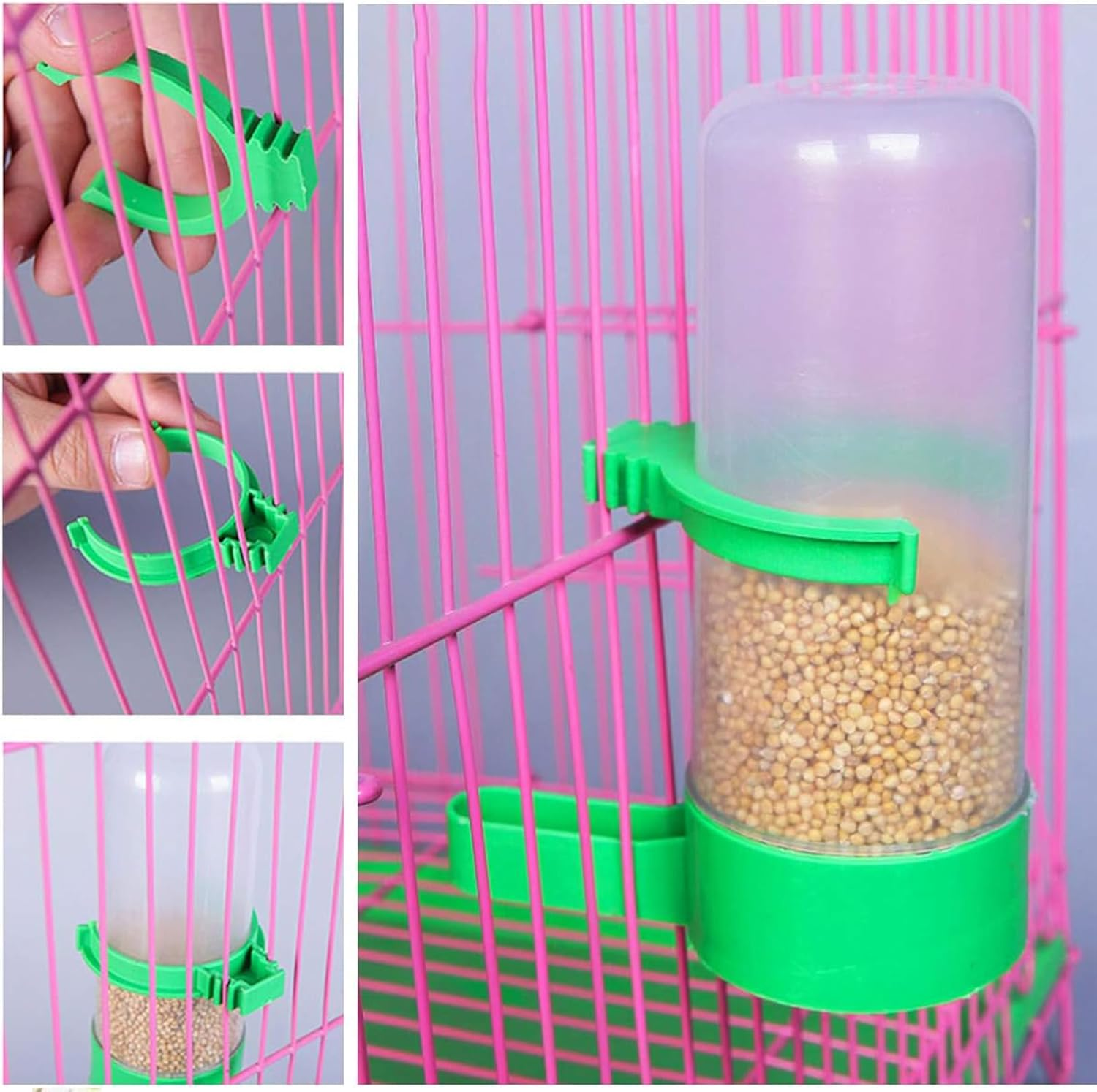FUNNTY 4PCS Automatic Bird Water Feeder,Bird Water Bottle Drinker Container Food Dispenser Hanging in Birds Cage,For Parrots, Lovebirds, Transparent Bird Gravity Water Dispenser (140 Ml / 4.73 Oz) image number 1