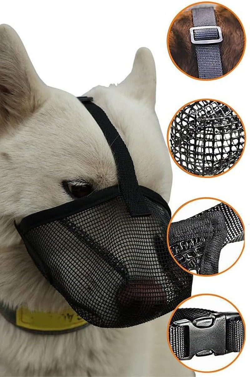 Mesh Dog Muzzles, Long Mouth, anti Bite and anti Barking, Dog Mask for Eating Outside, Breathable Mesh (Black, S) image number 3